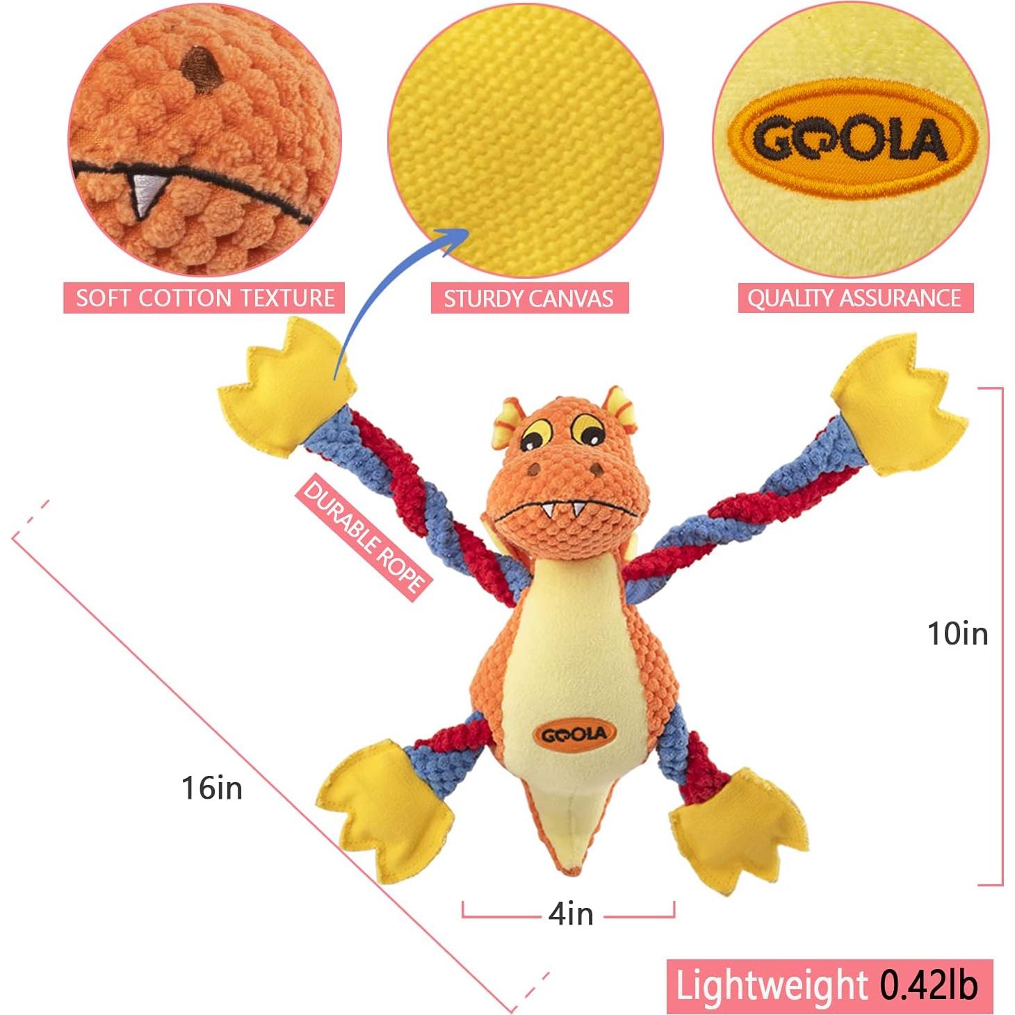 Juguete de Peluche Squeaky GOOLA Dragón para Perros 27.9cm
