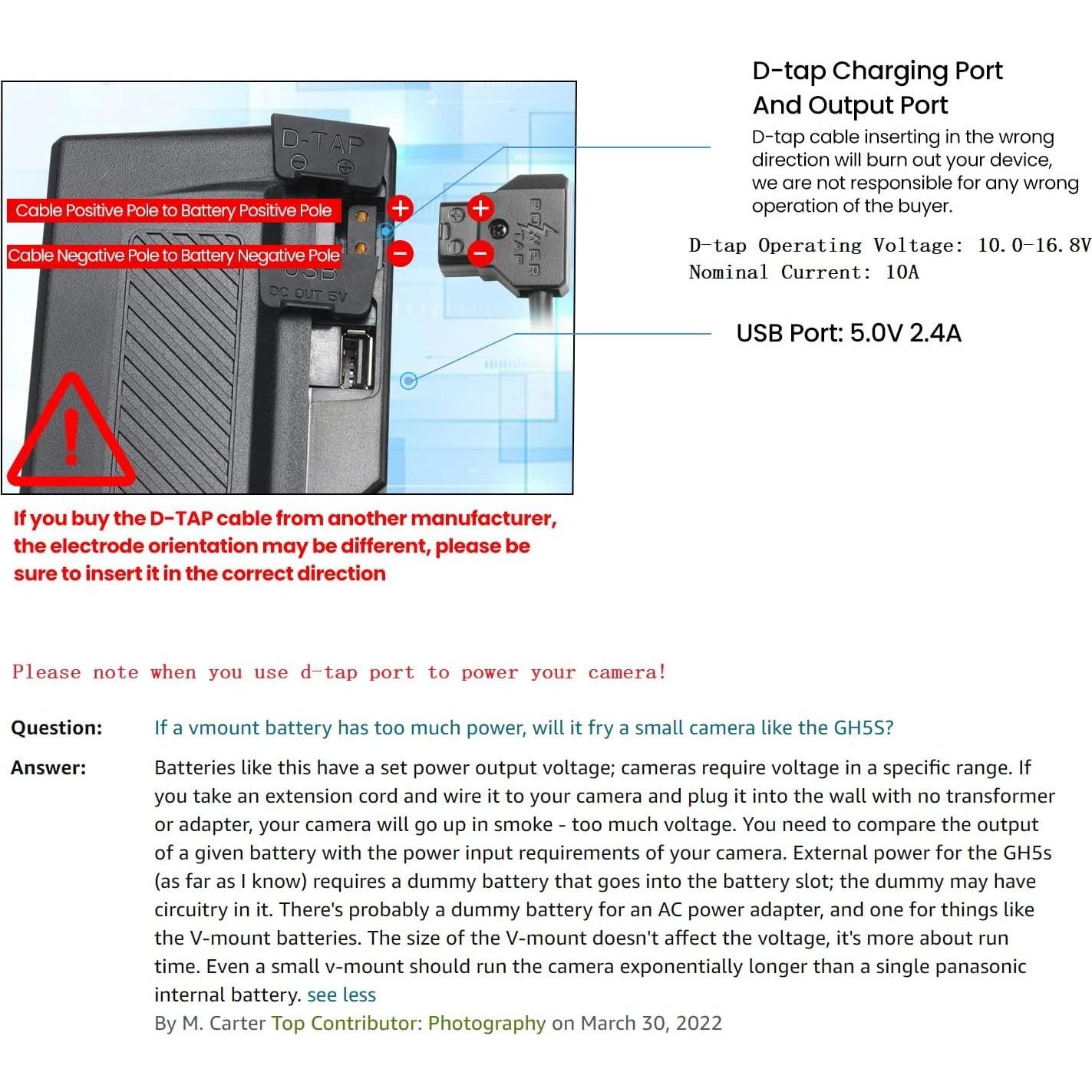 Batería V Mount REYTRIC 300Wh 20400mAh con cargador D-Tap
