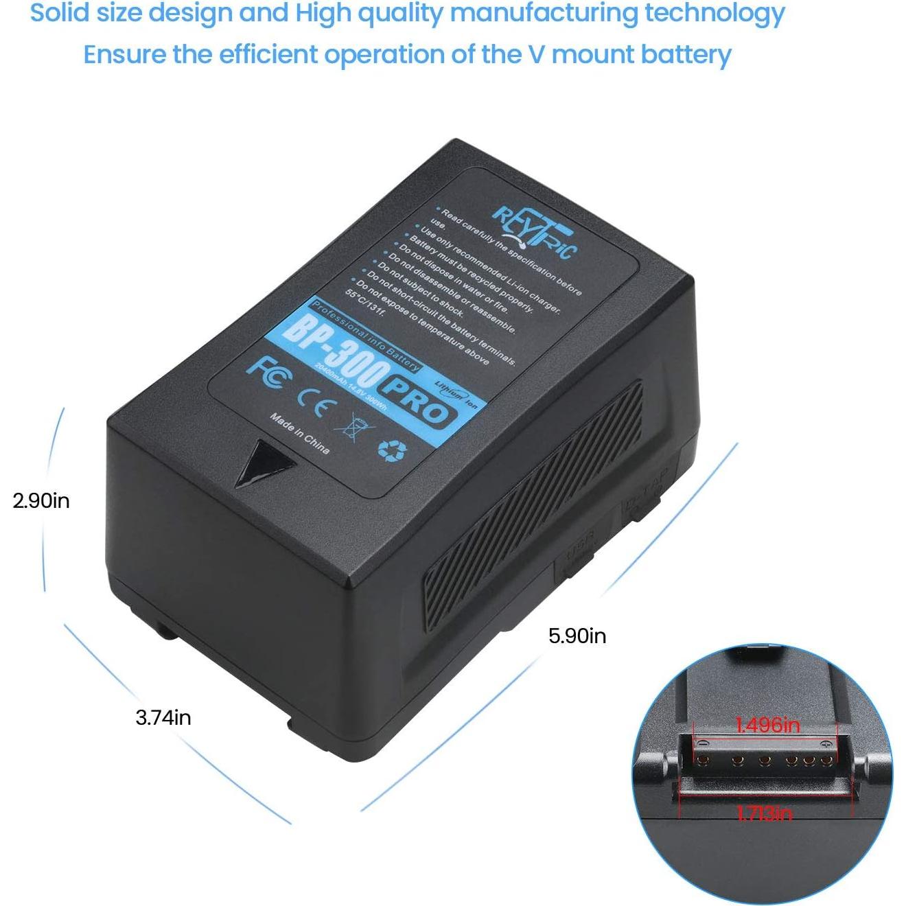 Batería V Mount REYTRIC 300Wh 20400mAh con cargador D-Tap