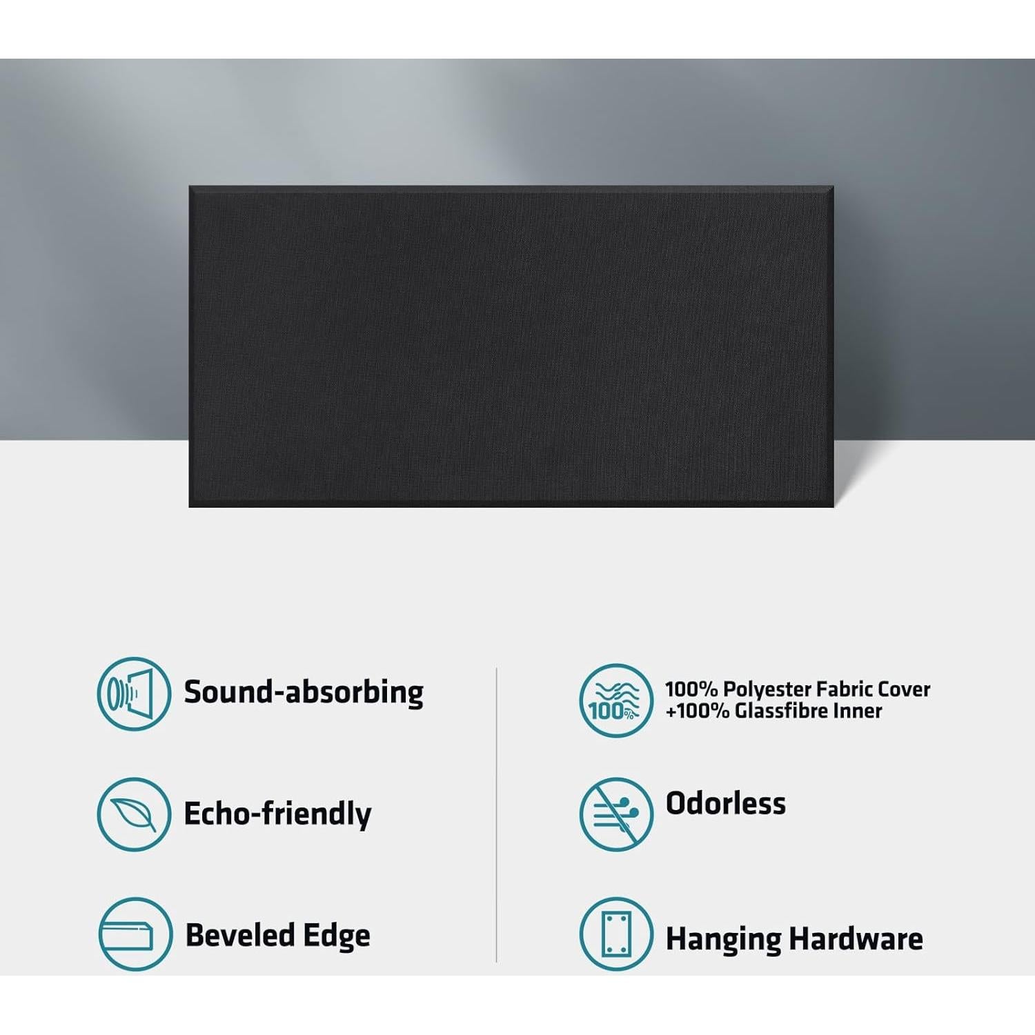 Paneles Acústicos UMIACOUSTICS 4 PCS 60x30 cm Fibra Vidrio Negro