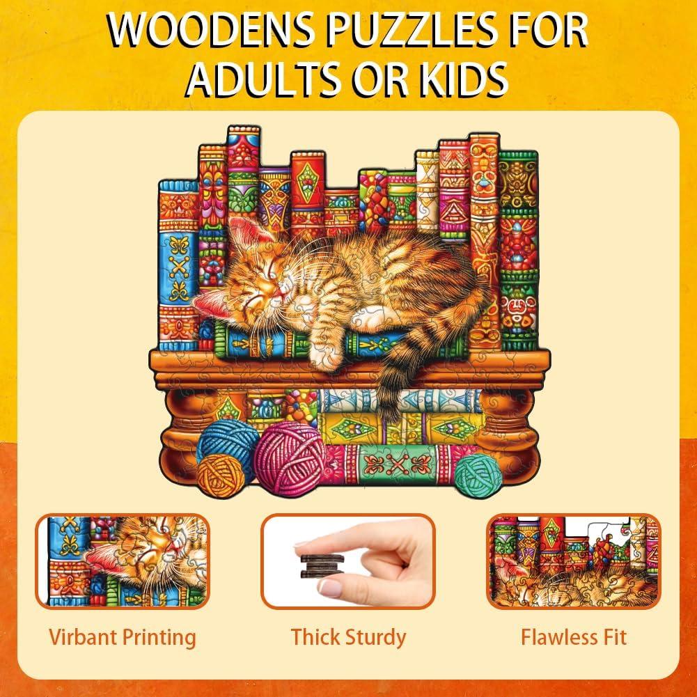 Rompecabezas de Madera 200 Piezas Gato Durmiendo GLASSWINDS 30x28 cm