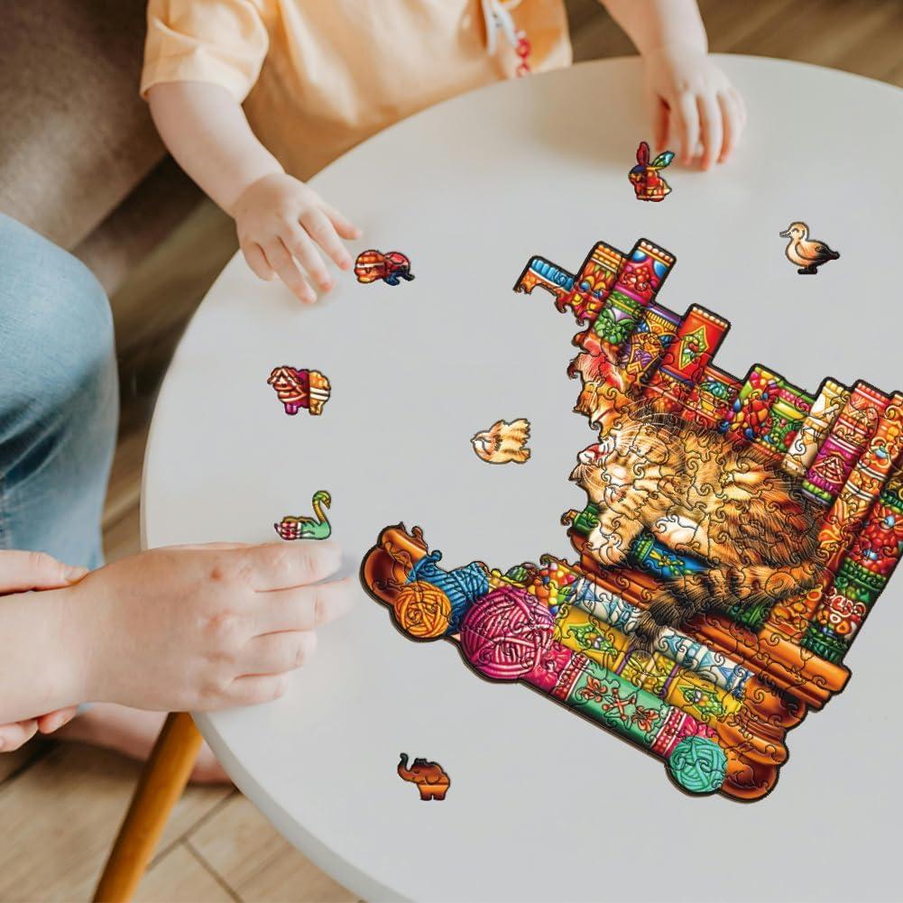 Rompecabezas de Madera 200 Piezas Gato Durmiendo GLASSWINDS 30x28 cm