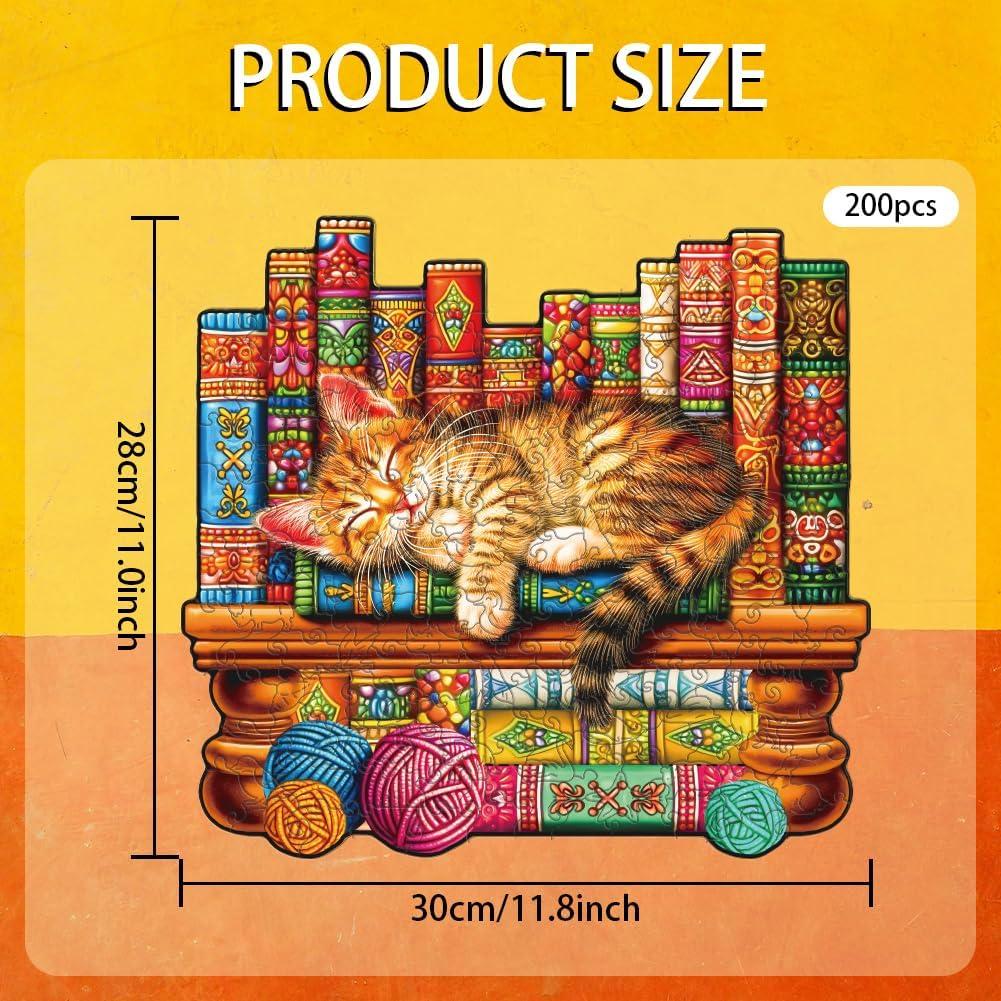 Rompecabezas de Madera 200 Piezas Gato Durmiendo GLASSWINDS 30x28 cm