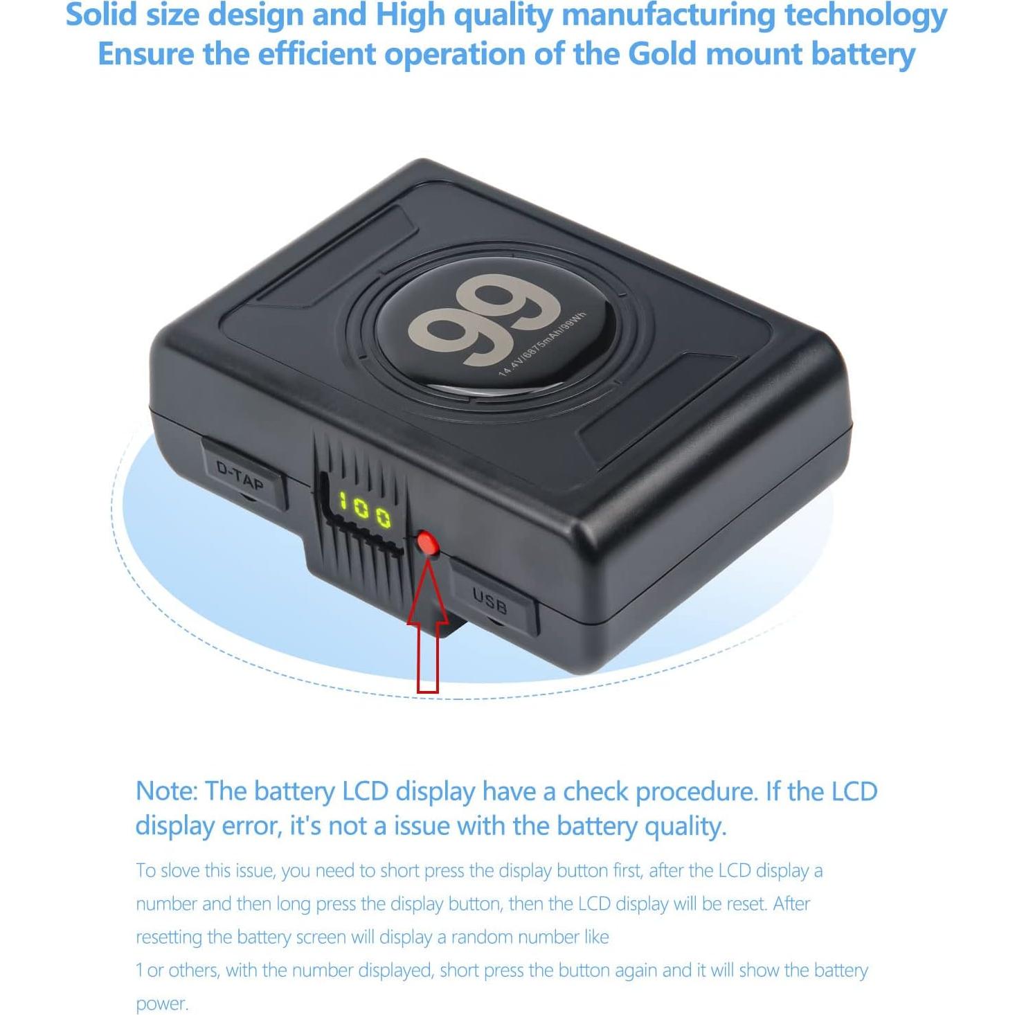 Batería de Montaje Dorado REYTRIC 99Wh 6875mAh con Cargador