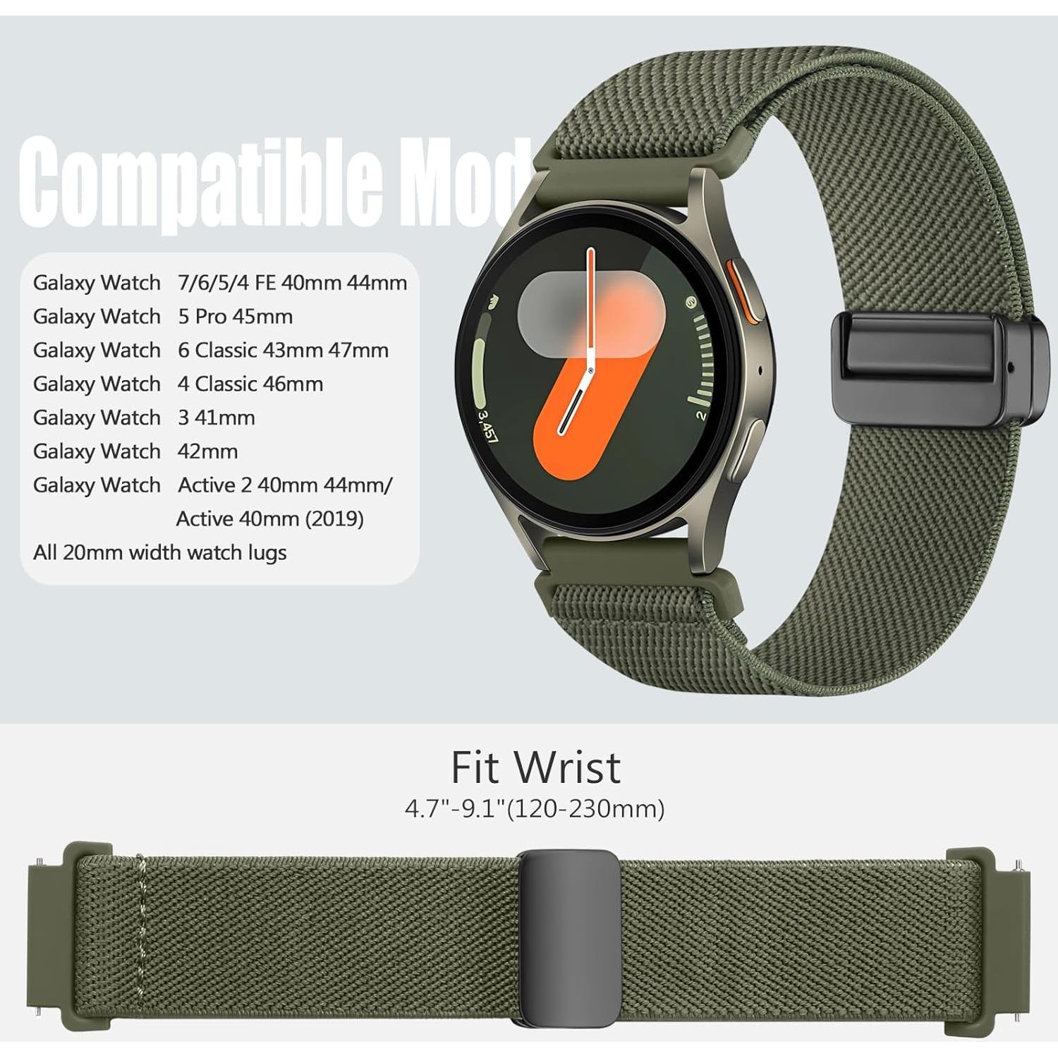 Correa Magnética Easuny para Samsung Galaxy Watch 20mm Verde Militar