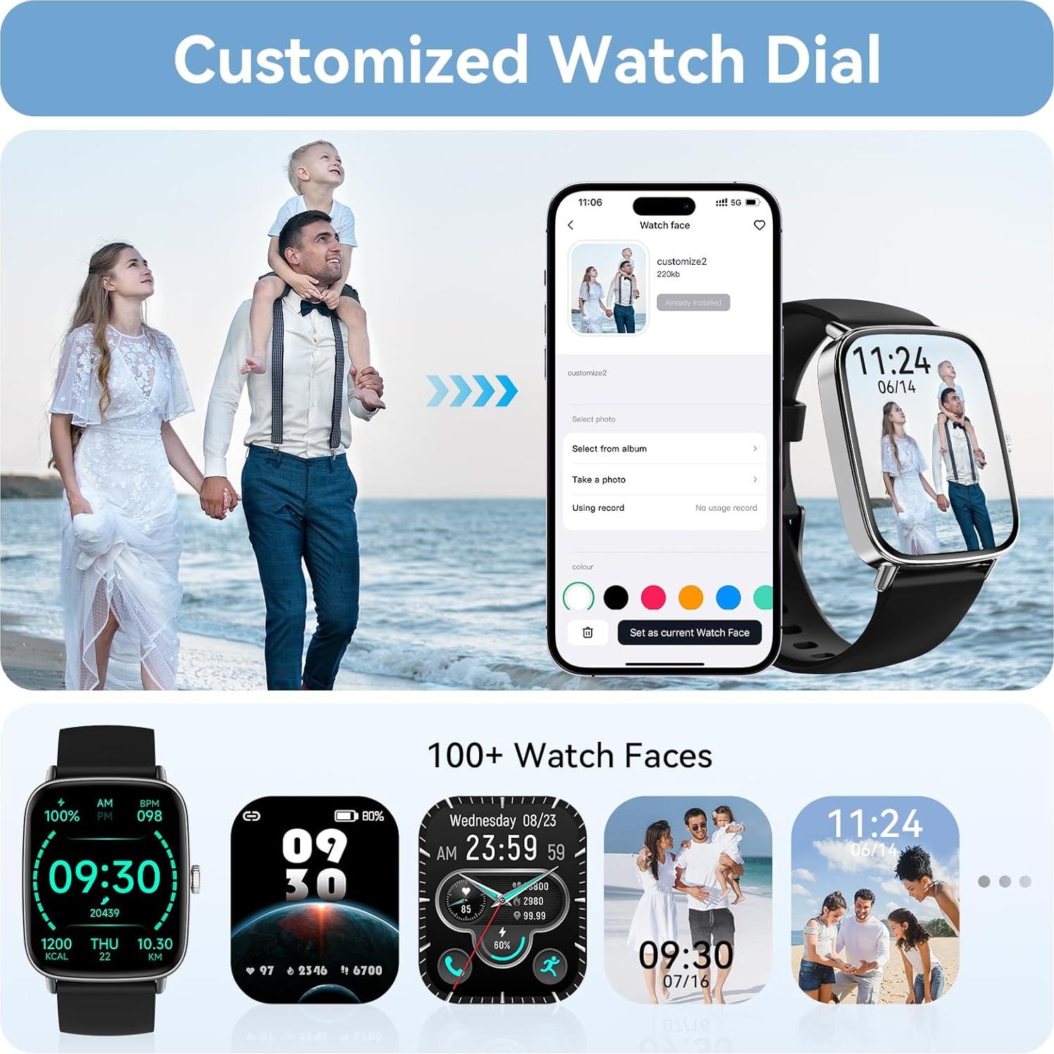 Reloj Inteligente Tensky 1.85" Pantalla Táctil IP68 Fitness