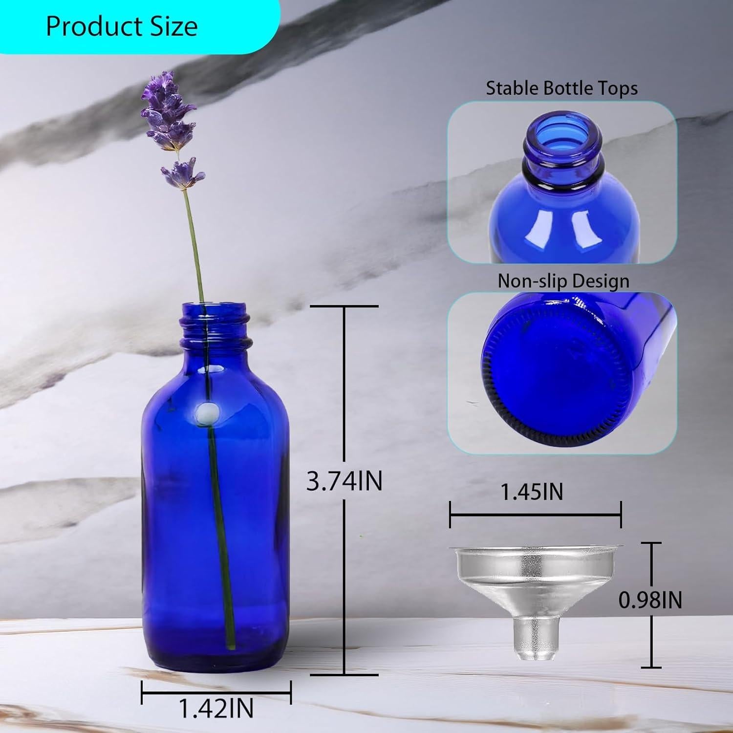 Botellas de Vidrio Reutilizables 60ml DIDITIME Azul Cobalto - Paquete de 6