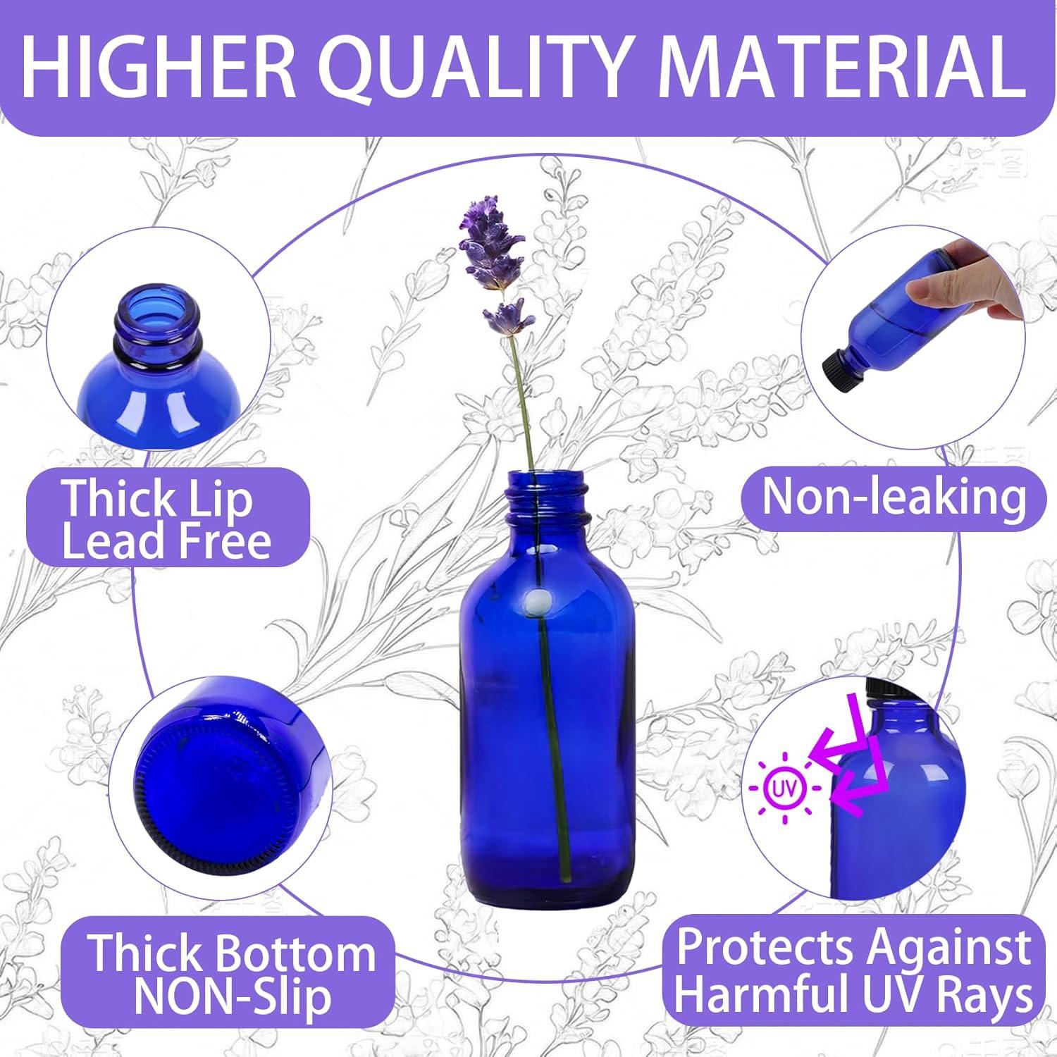 Botellas de Vidrio Reutilizables 60ml DIDITIME Azul Cobalto - Paquete de 6