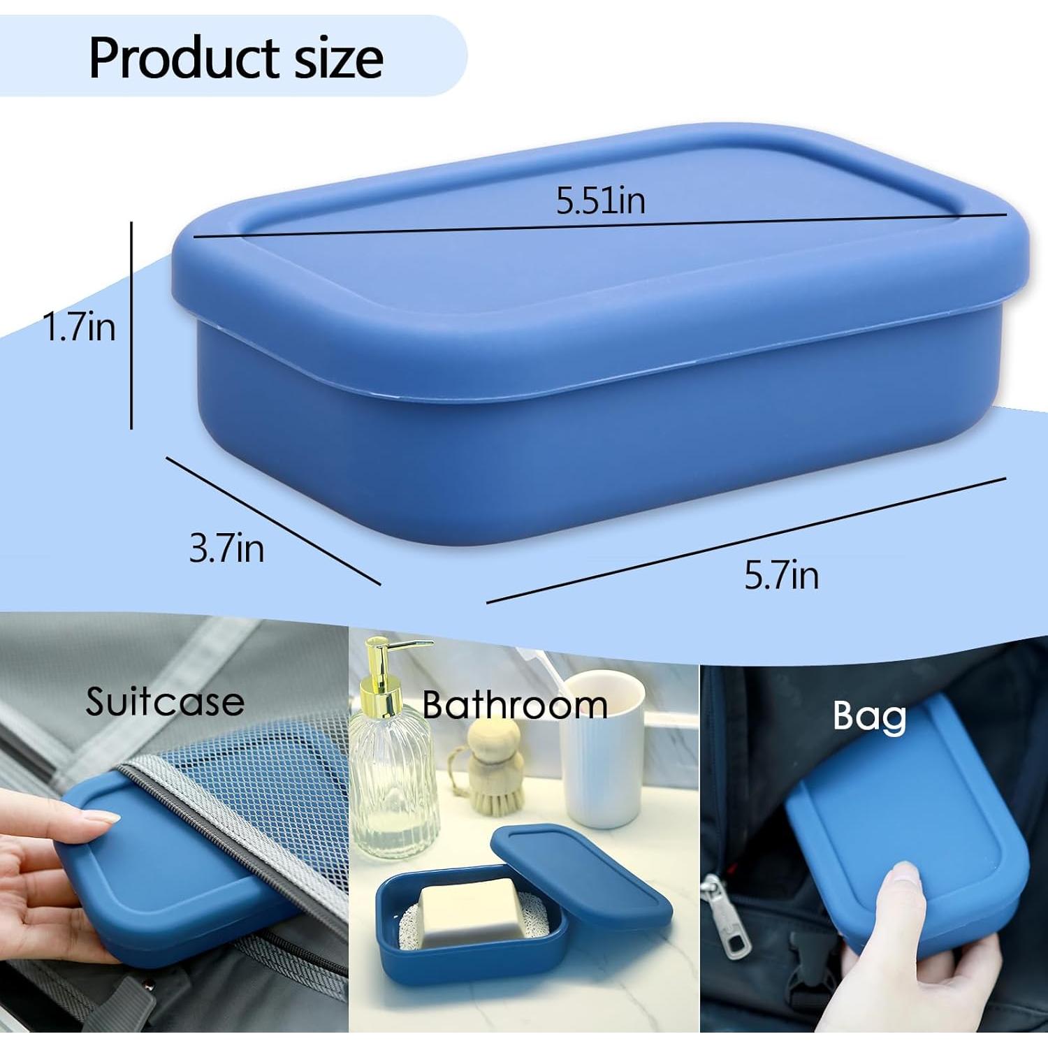 Porta Jabón de Silicona PUTING Azul 14.9x9.9cm para Viaje