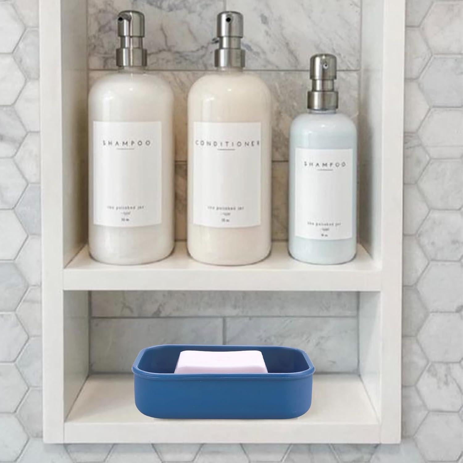 Porta Jabón de Silicona PUTING Azul 14.9x9.9cm para Viaje