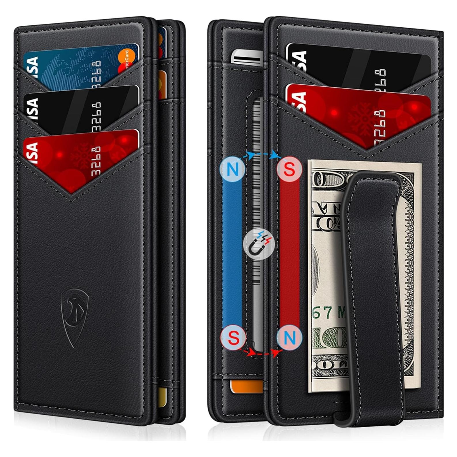 Billetera delgada ZALVEX para hombres con bloqueo RFID y clip