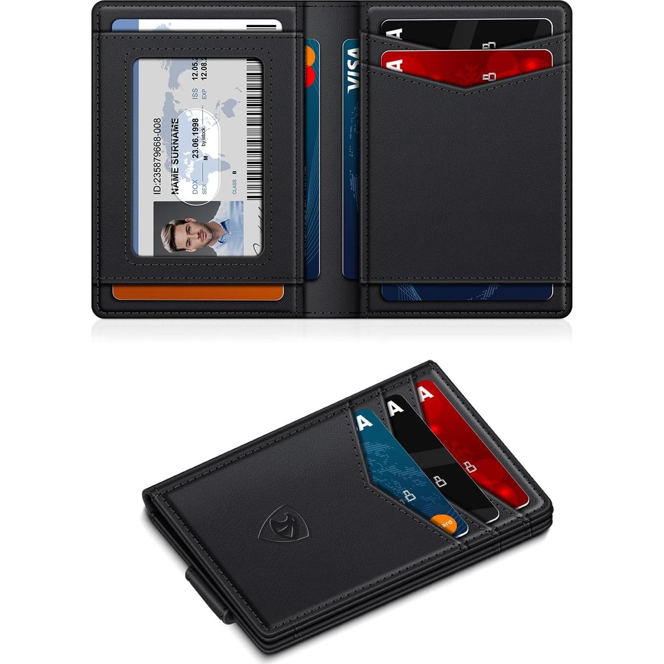 Billetera delgada ZALVEX para hombres con bloqueo RFID y clip