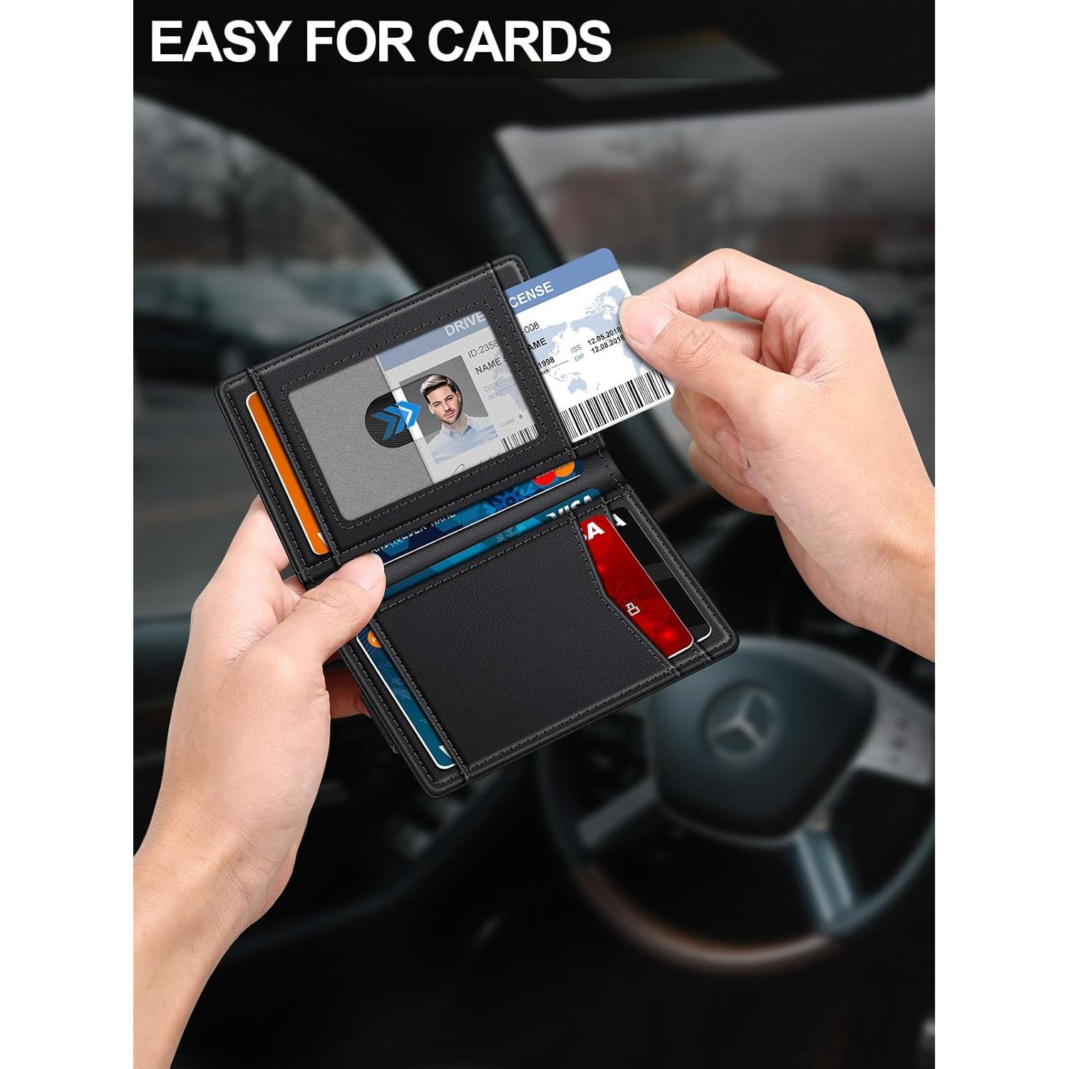 Billetera delgada ZALVEX para hombres con bloqueo RFID y clip