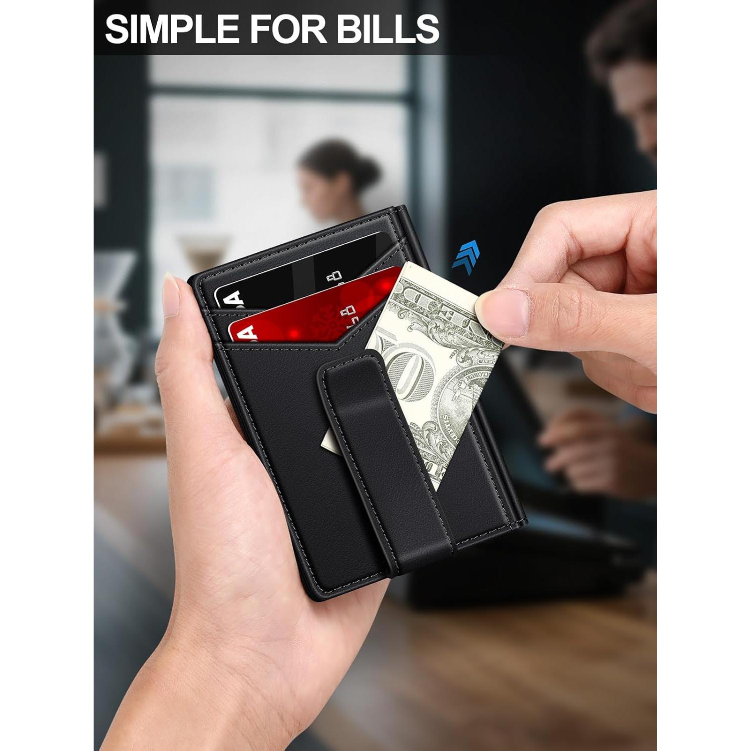 Billetera delgada ZALVEX para hombres con bloqueo RFID y clip