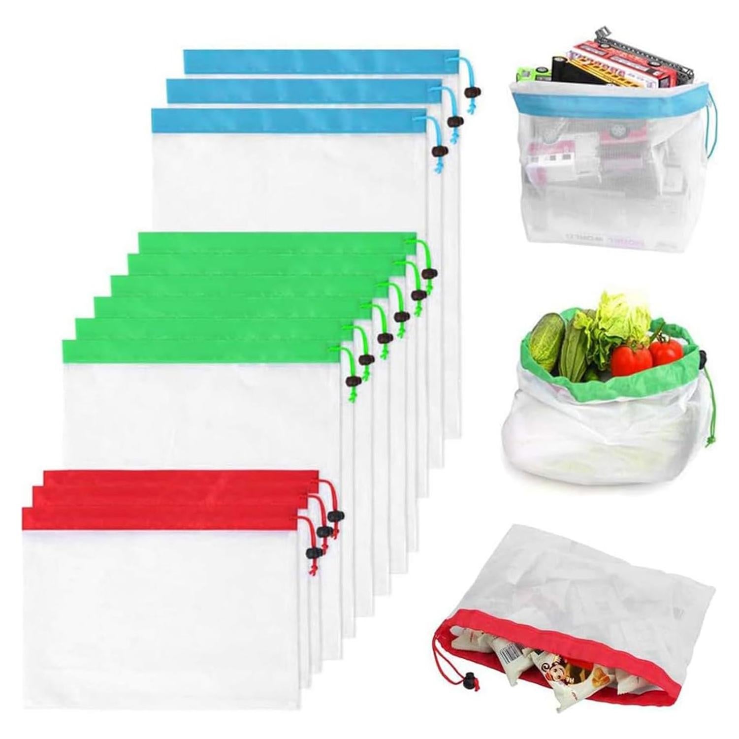 Juego de 12 Bolsas de Malla Reutilizables Conzy Ecológicas