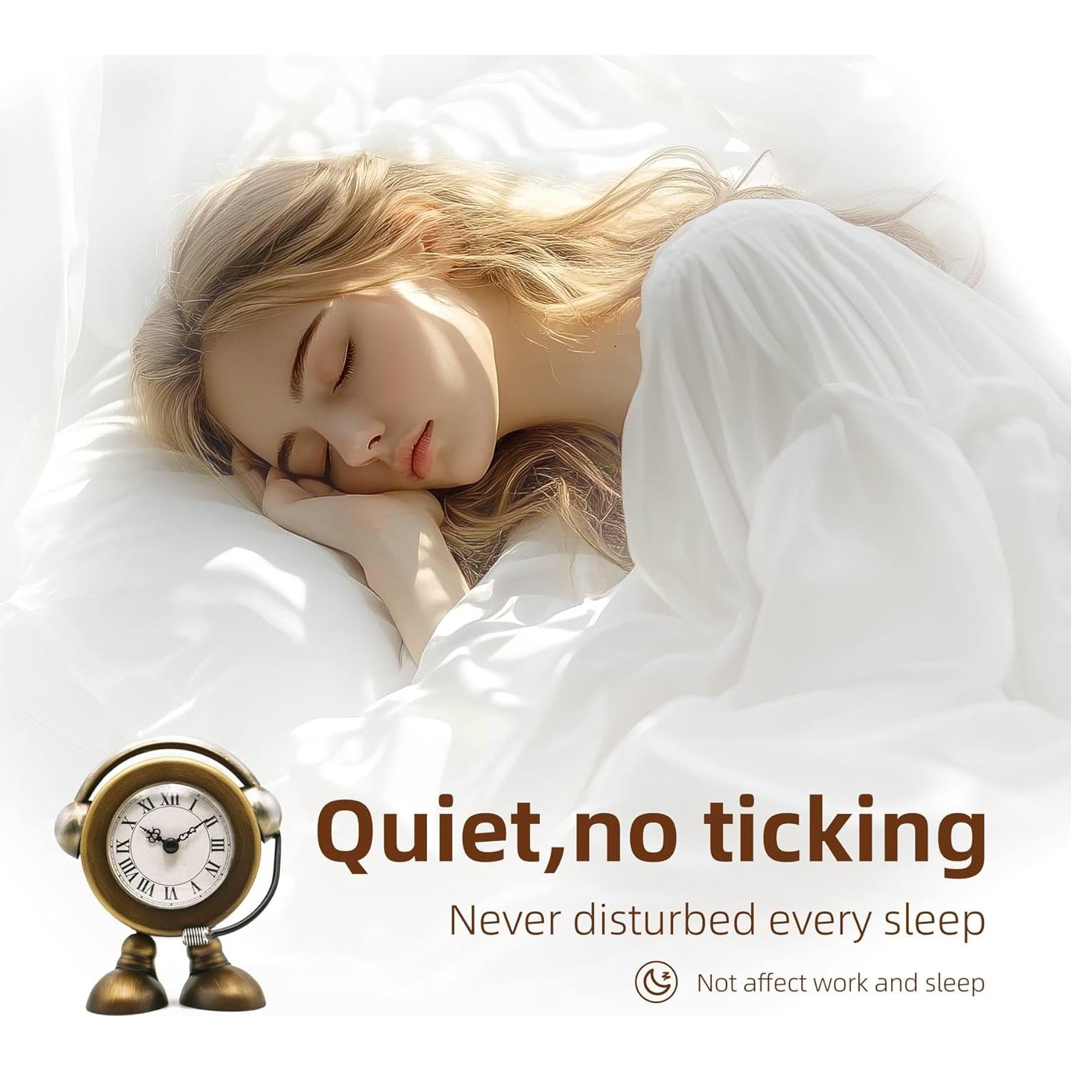 Reloj de mesa robot vintage YOUKI dorado 15.24 cm silencioso