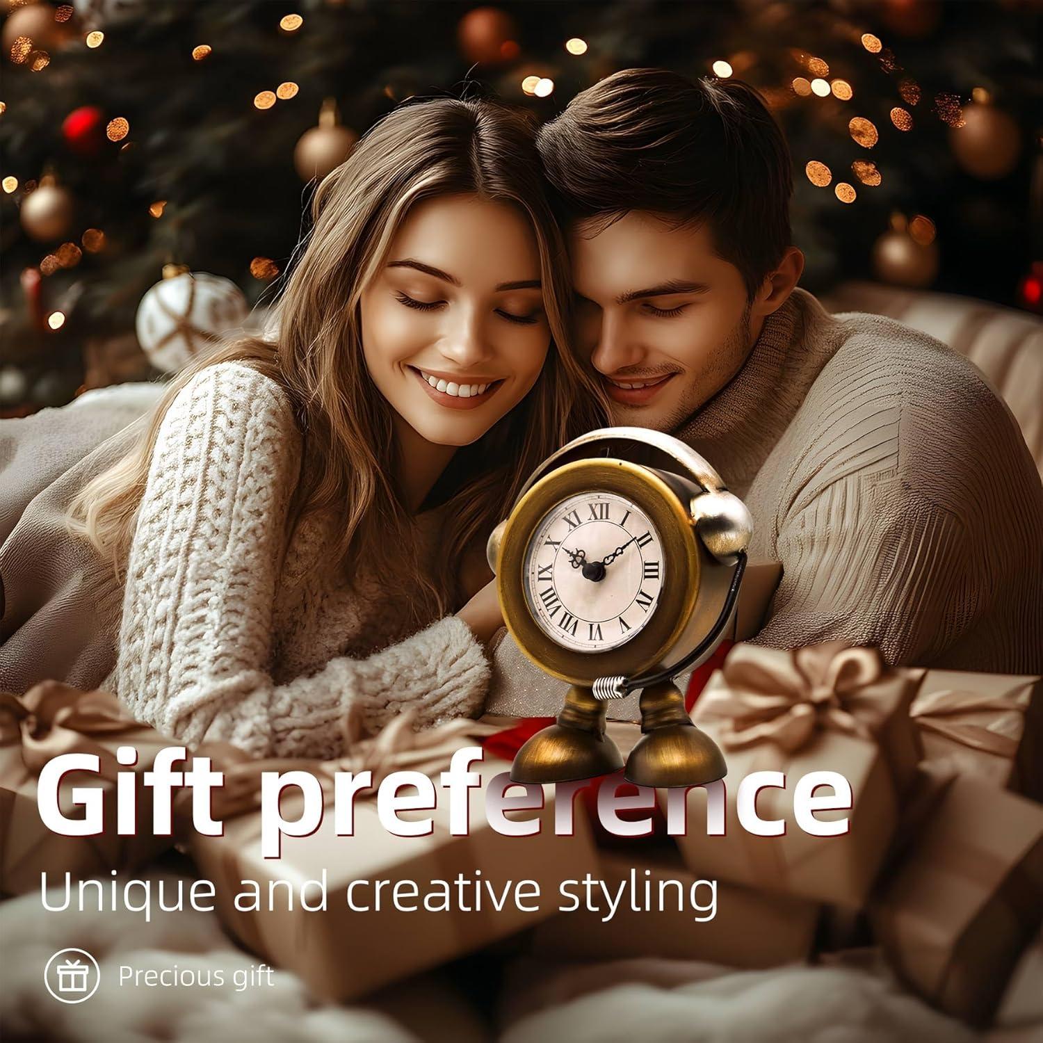 Reloj de mesa robot vintage YOUKI dorado 15.24 cm silencioso