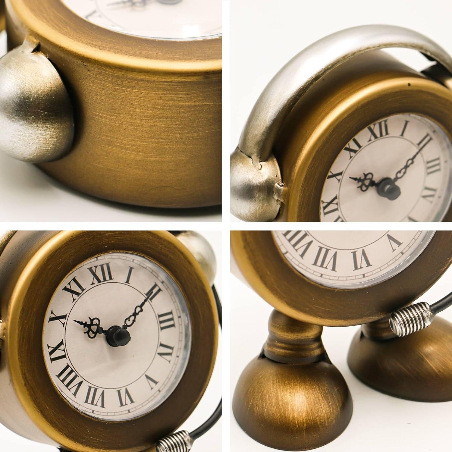 Reloj de mesa robot vintage YOUKI dorado 15.24 cm silencioso