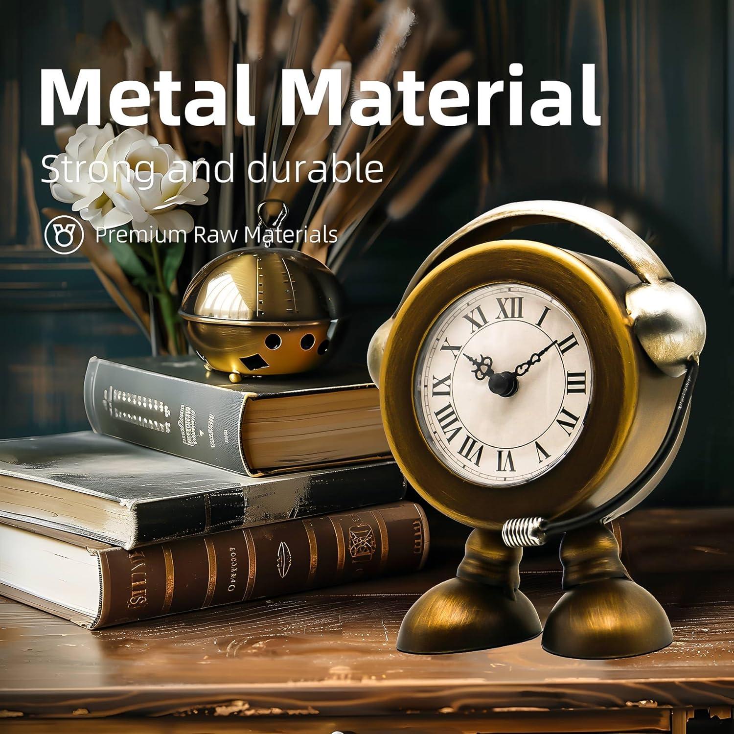 Reloj de mesa robot vintage YOUKI dorado 15.24 cm silencioso