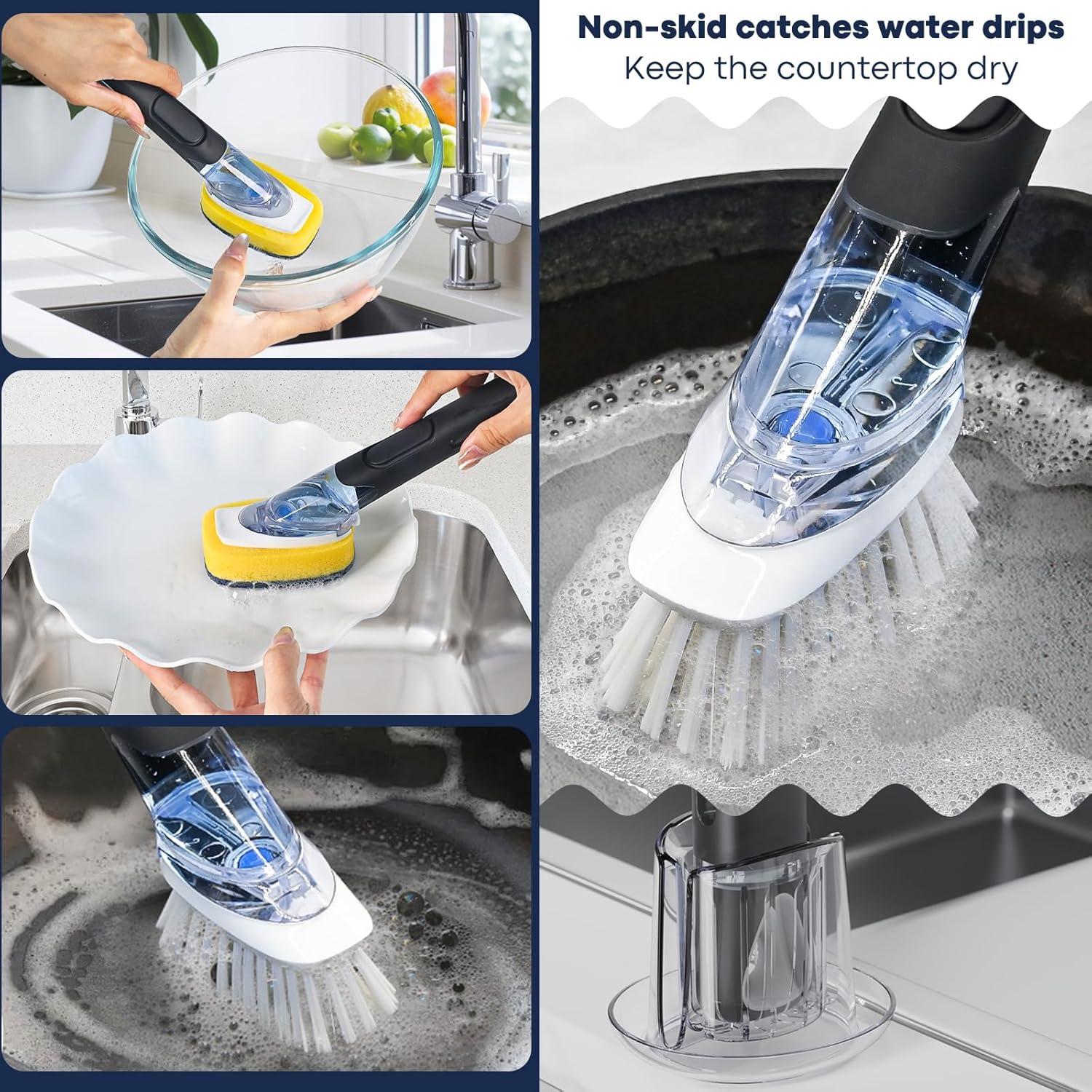 Juego de Cepillo para Platos RIMAY con Dispensador de Jabón