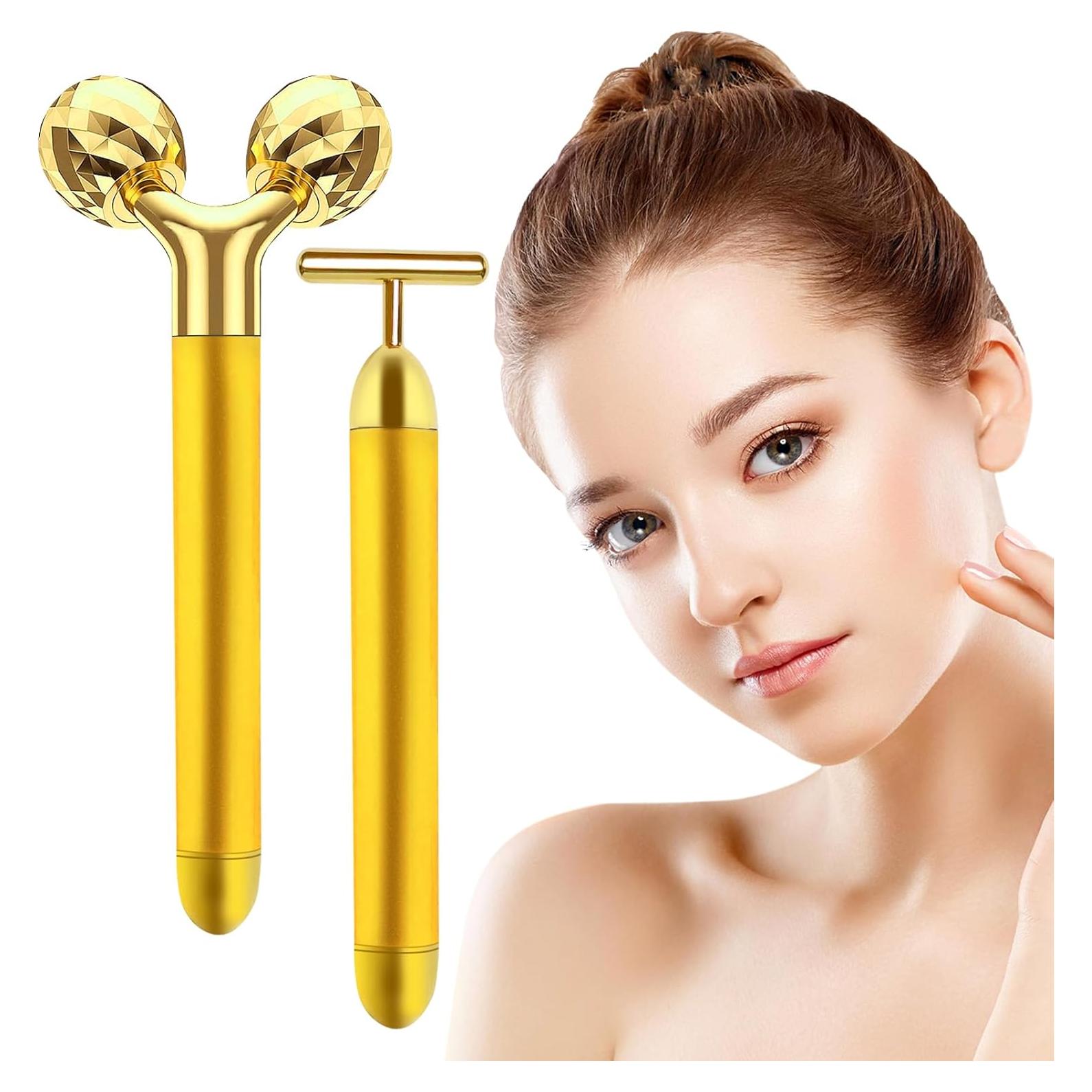 Masajeador Facial Eléctrico 2 en 1 Xunmei - Barra en T y Rodante 3D