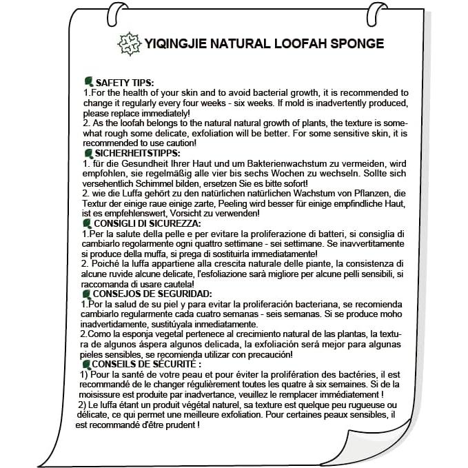 Esponja de Lufa Natural YIQINGJIE - Exfoliante Suave 2 Pzas