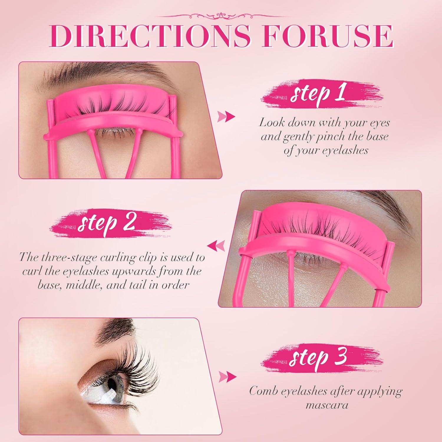 Rizador de Pestañas ODELY Rosa Claro 2 Pcs con 10 Almohadillas