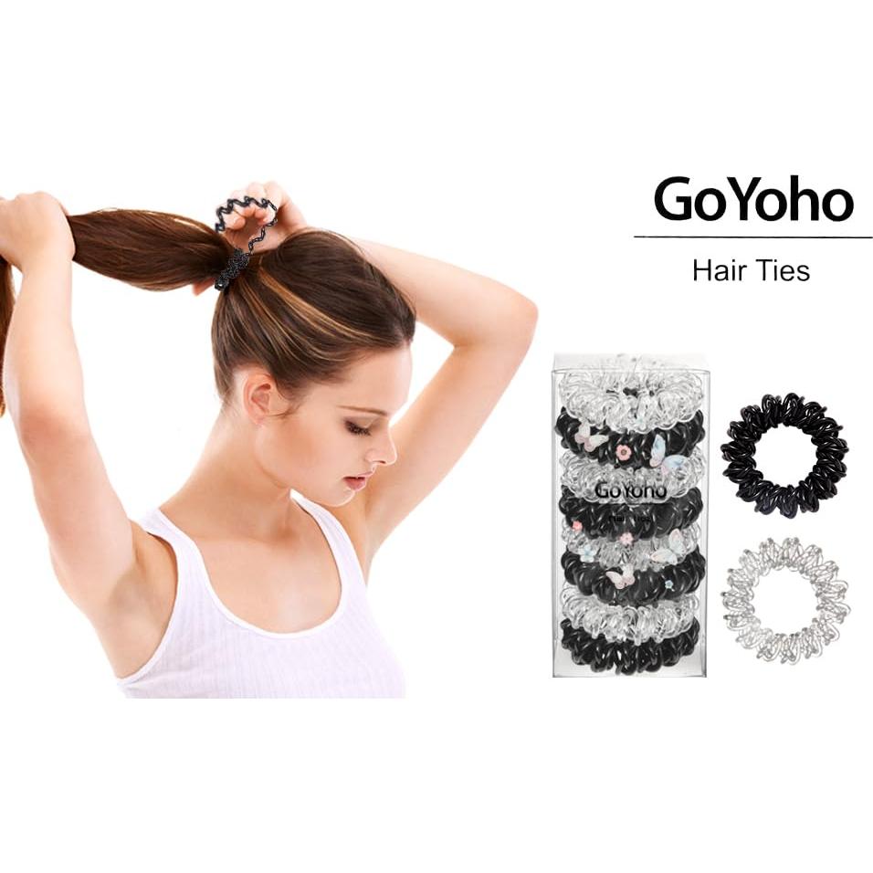 Lazos de Cabello Espirales GoYoho - 8 Piezas Negro y Blanco