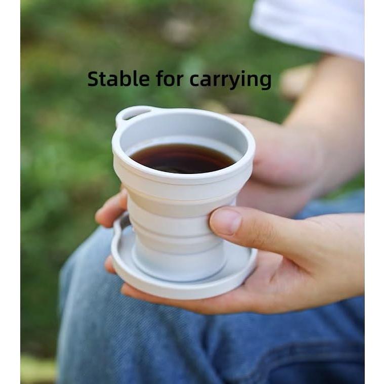 Taza Plegable de Silicona ZPCTECHGO Azul con Tapa y Gancho