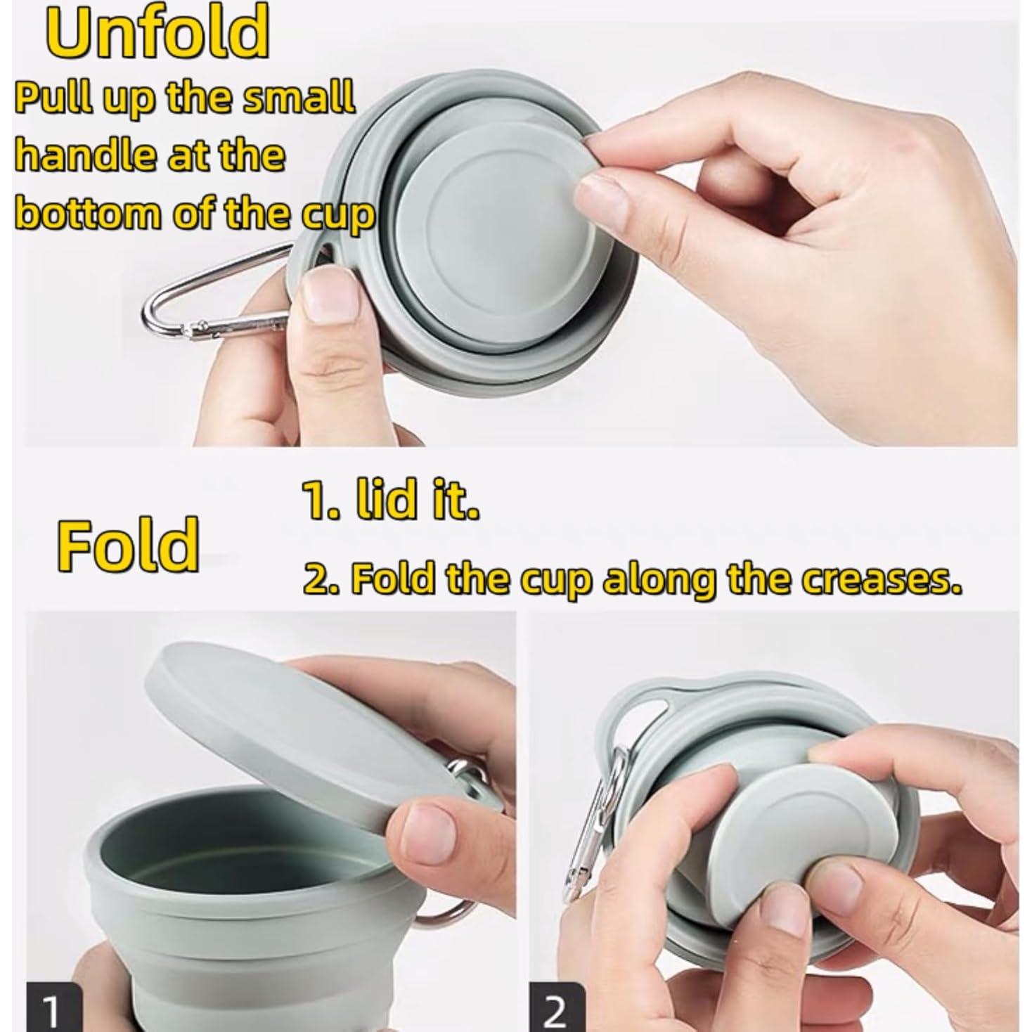 Taza Plegable de Silicona ZPCTECHGO Azul con Tapa y Gancho