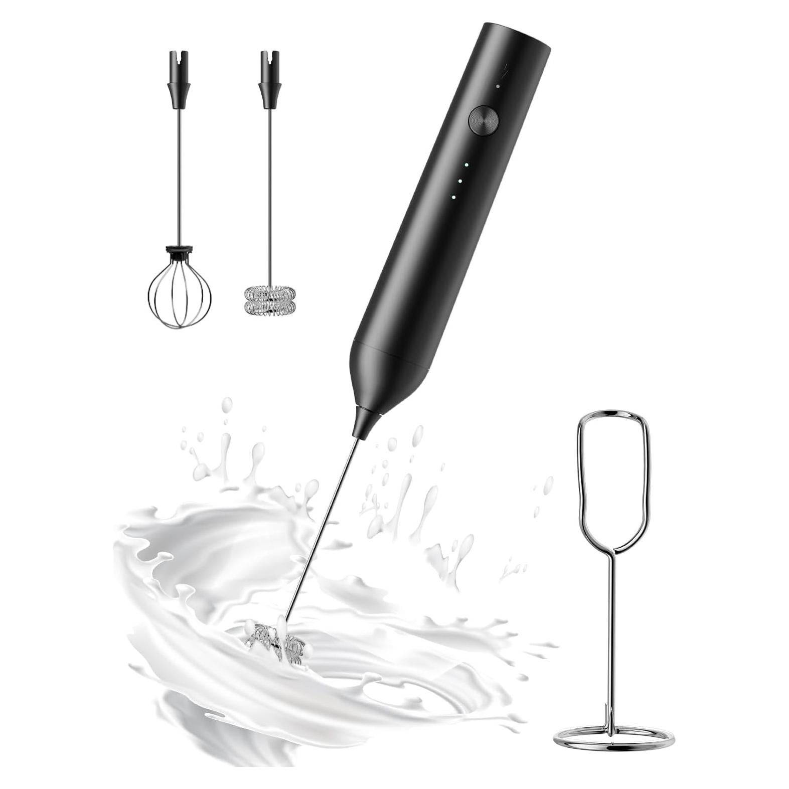 Espumador de Leche Eléctrico QTDHG Recargable Negro 10W