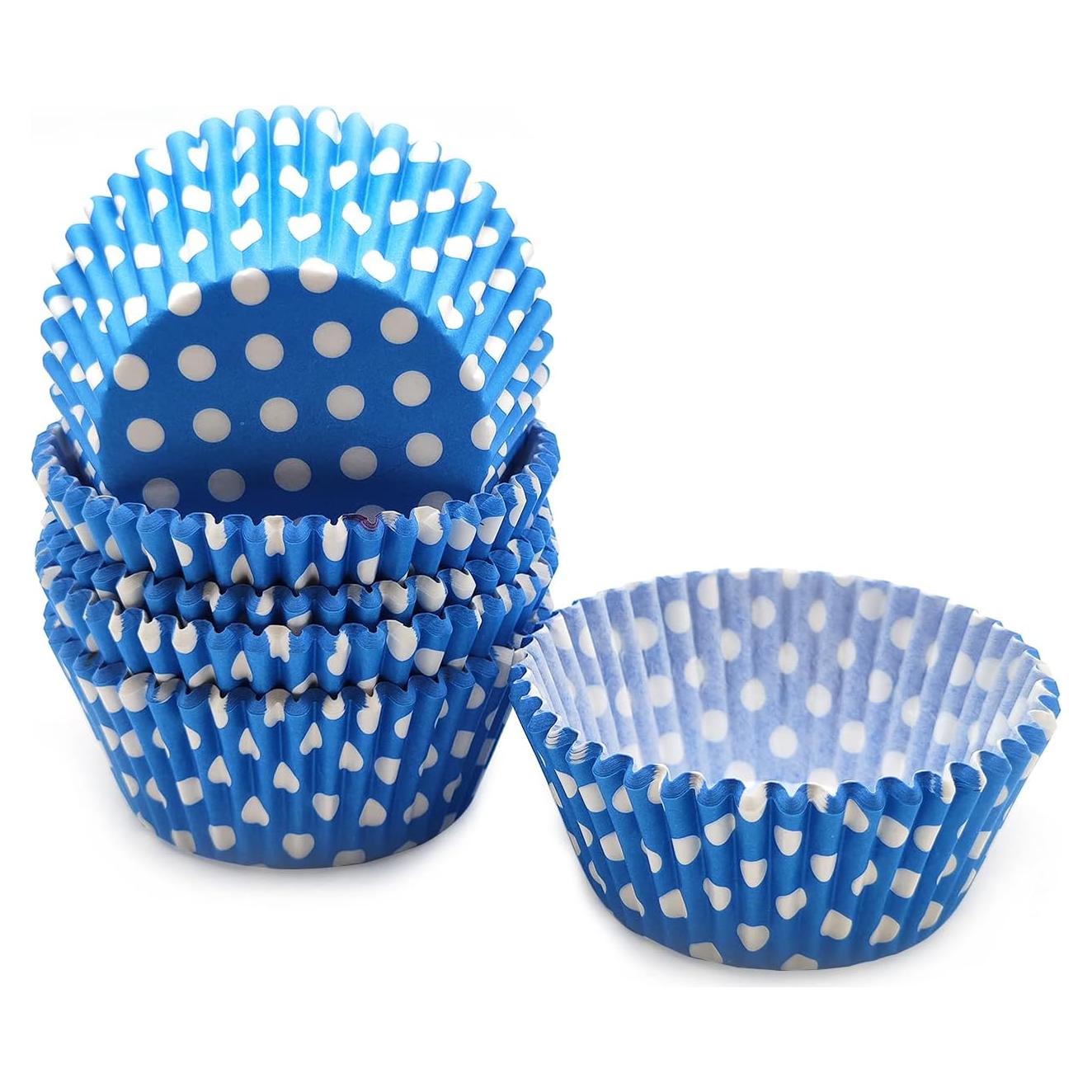 Forros para Cupcakes Bakehope 150 Piezas Azul Puntos de Polka