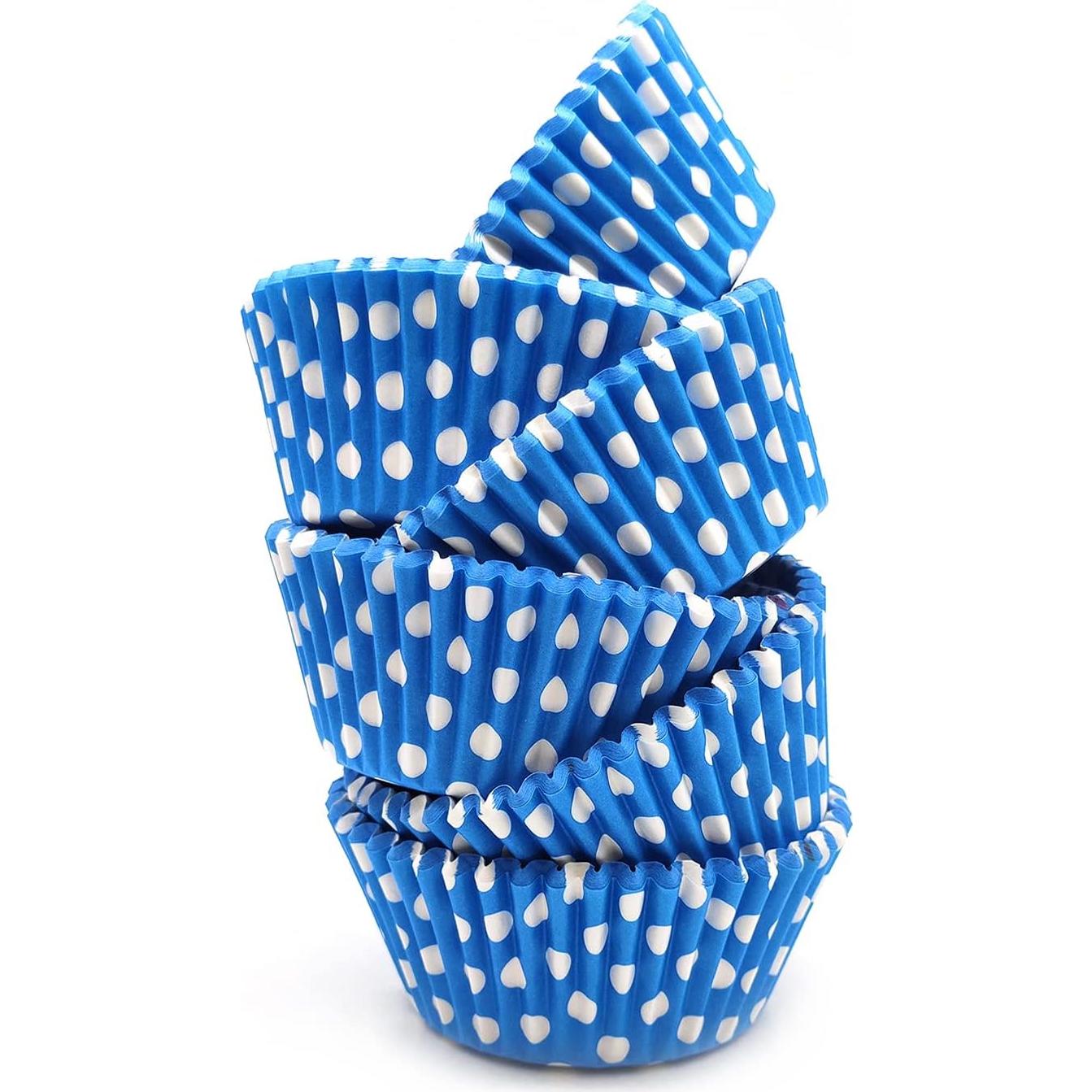 Forros para Cupcakes Bakehope 150 Piezas Azul Puntos de Polka