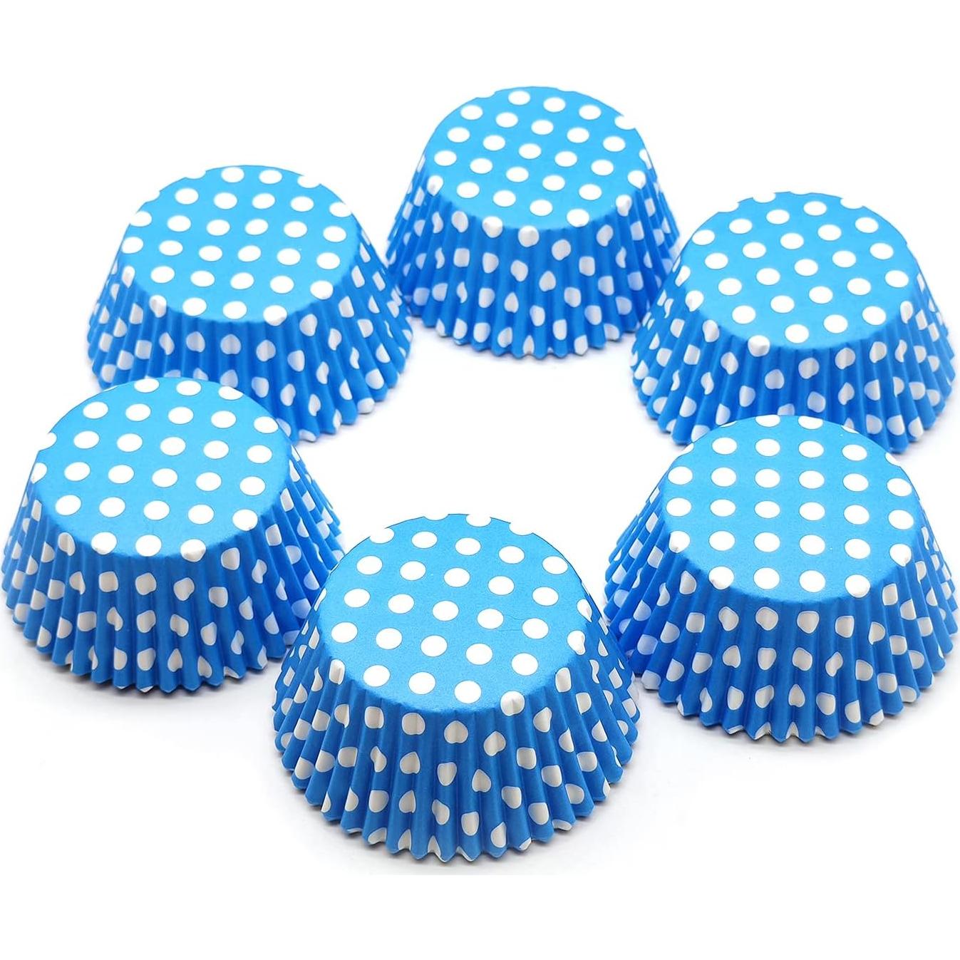 Forros para Cupcakes Bakehope 150 Piezas Azul Puntos de Polka