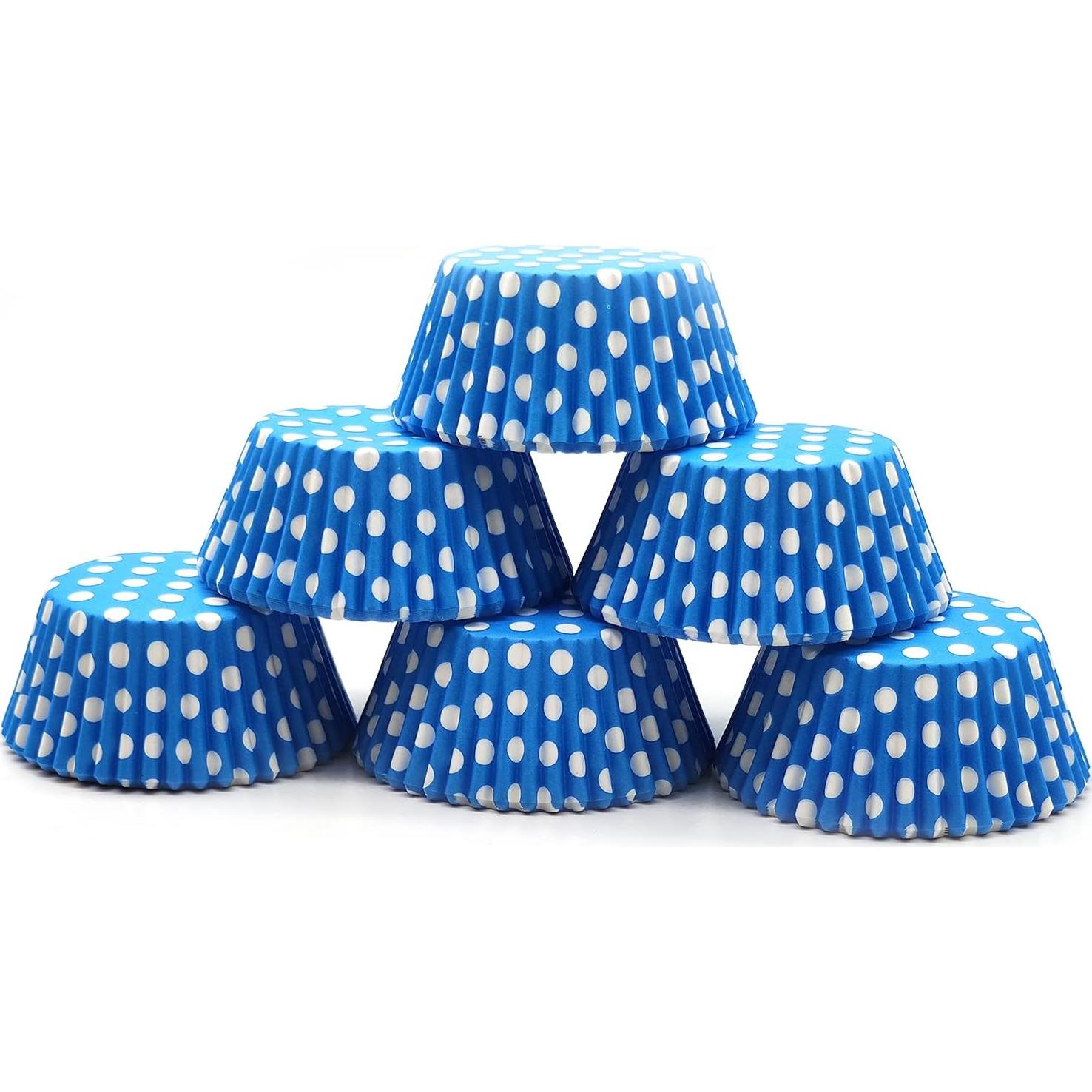 Forros para Cupcakes Bakehope 150 Piezas Azul Puntos de Polka