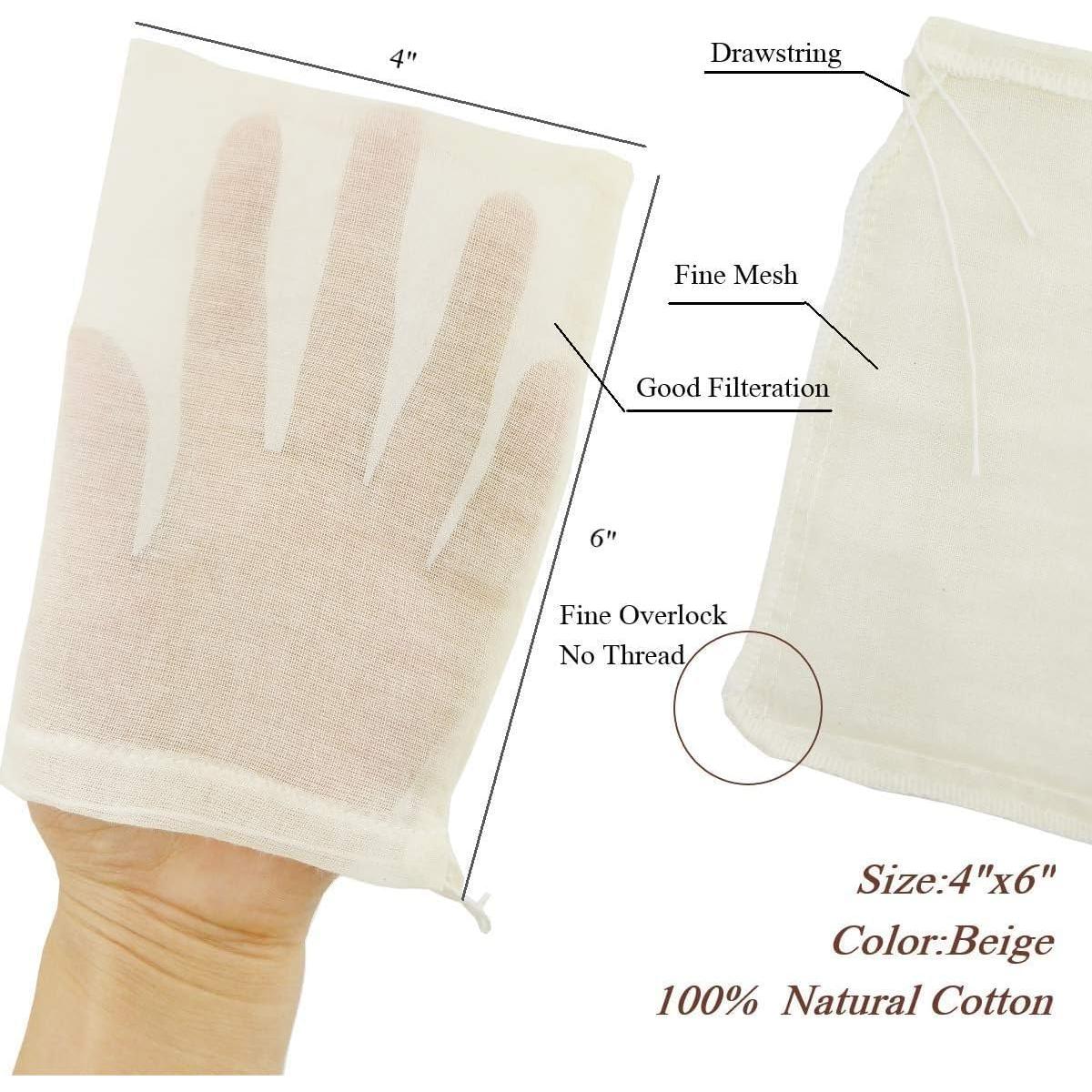Bolsas de Tela de Queso AUXIN 100% Algodón Natural 4 Pack
