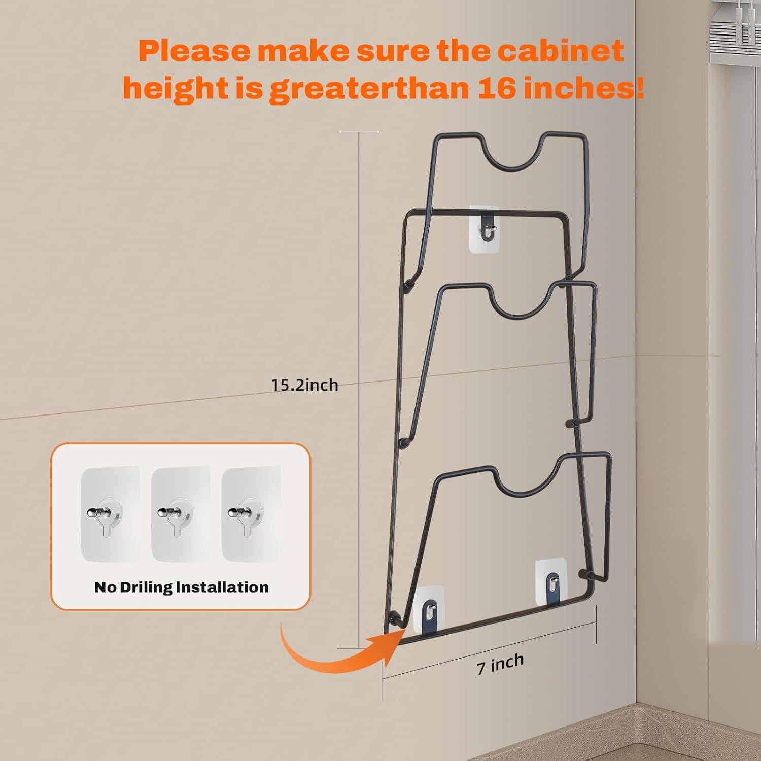 Organizador de Tapas de Olla BIATOE, 3 Niveles, Negro, Resistente al Óxido