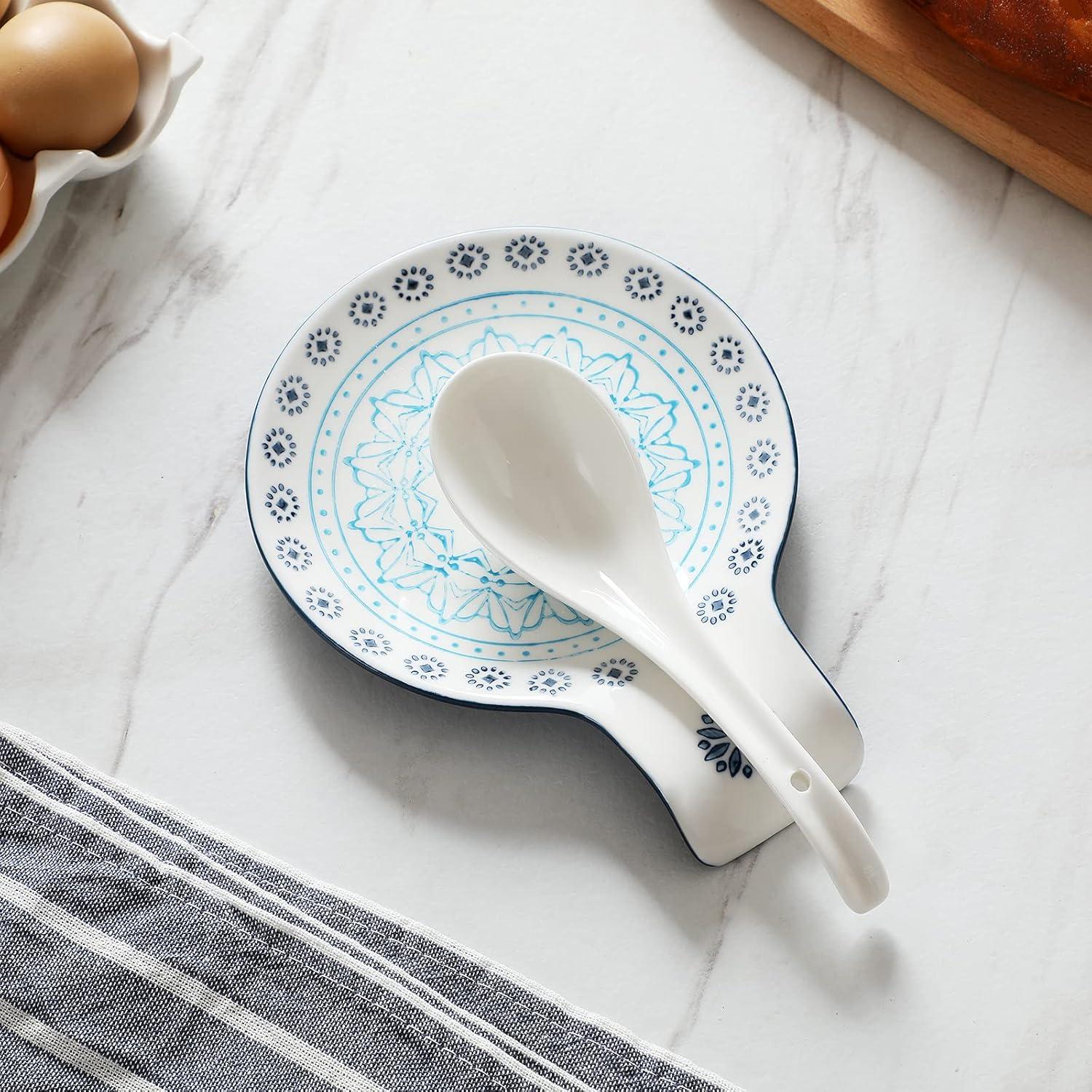 Reposapucheros Pintado a Mano Magclay 14 cm Floral Azul