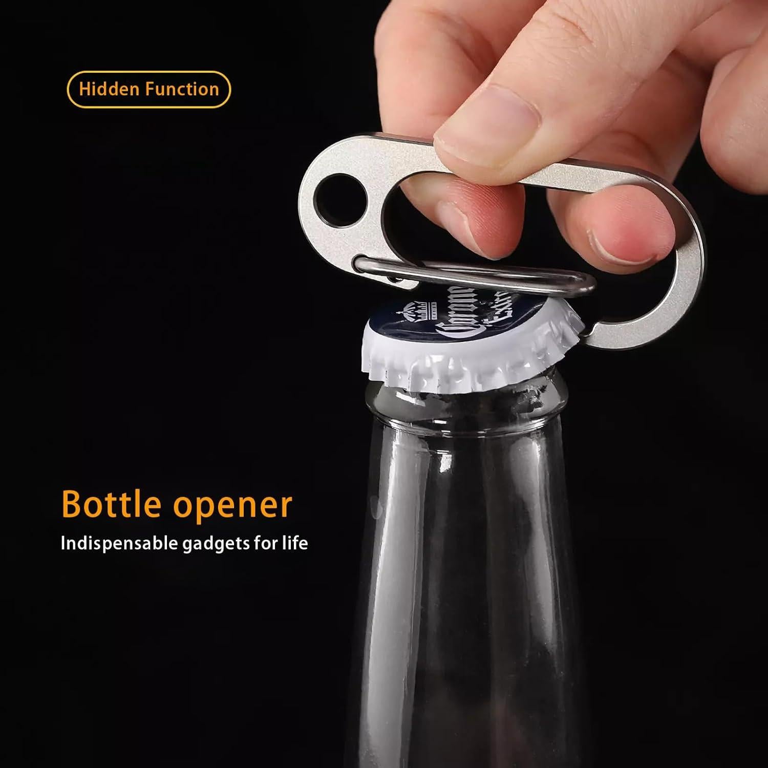 Clip de Carabinero de Titanio ResafeLy EDC con Anillo de Llave