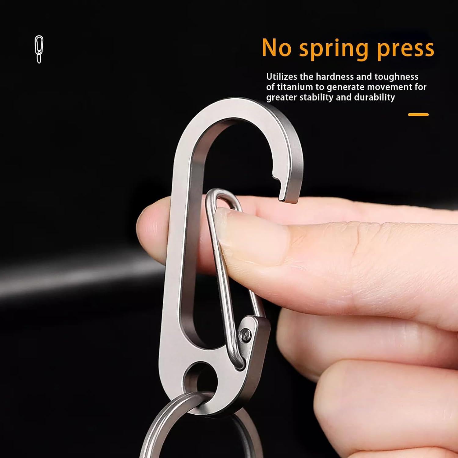 Clip de Carabinero de Titanio ResafeLy EDC con Anillo de Llave