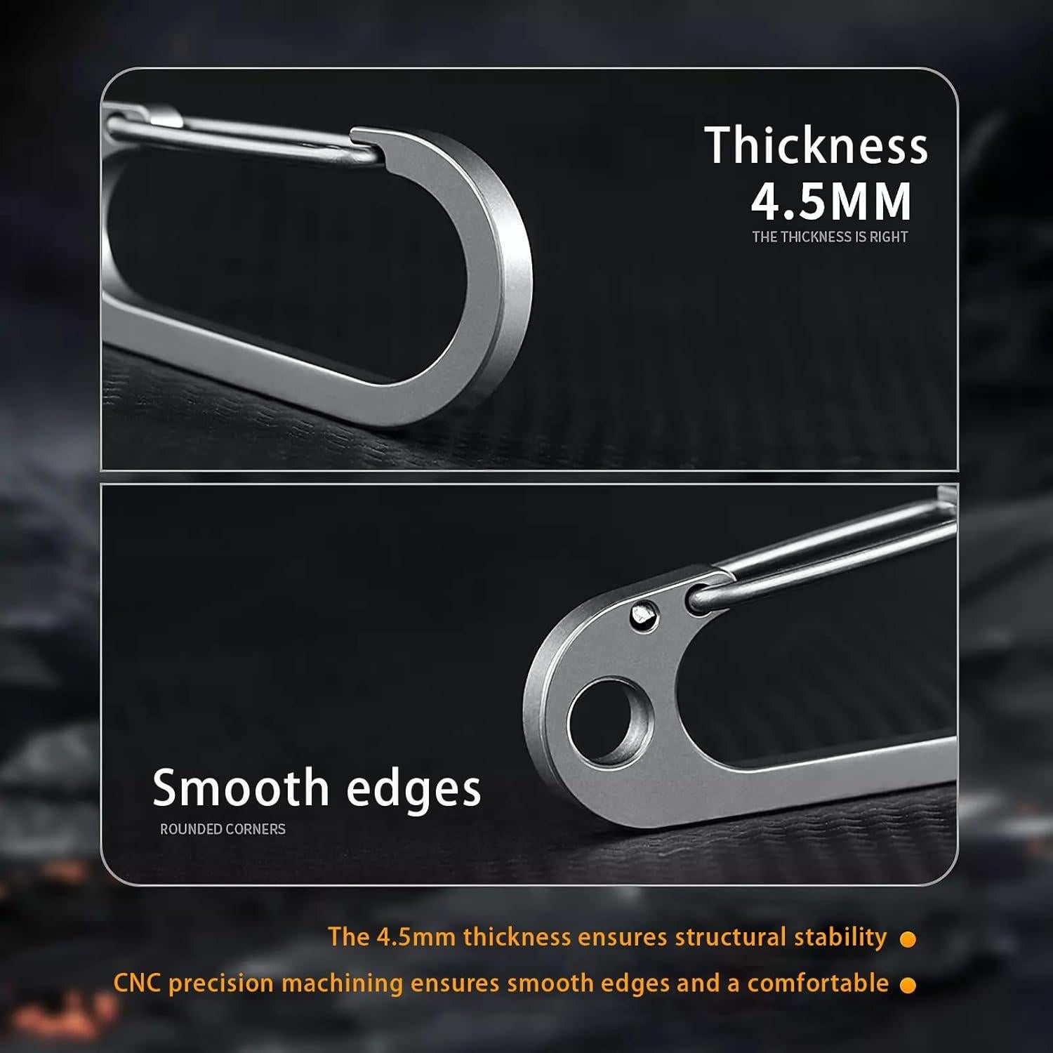 Clip de Carabinero de Titanio ResafeLy EDC con Anillo de Llave