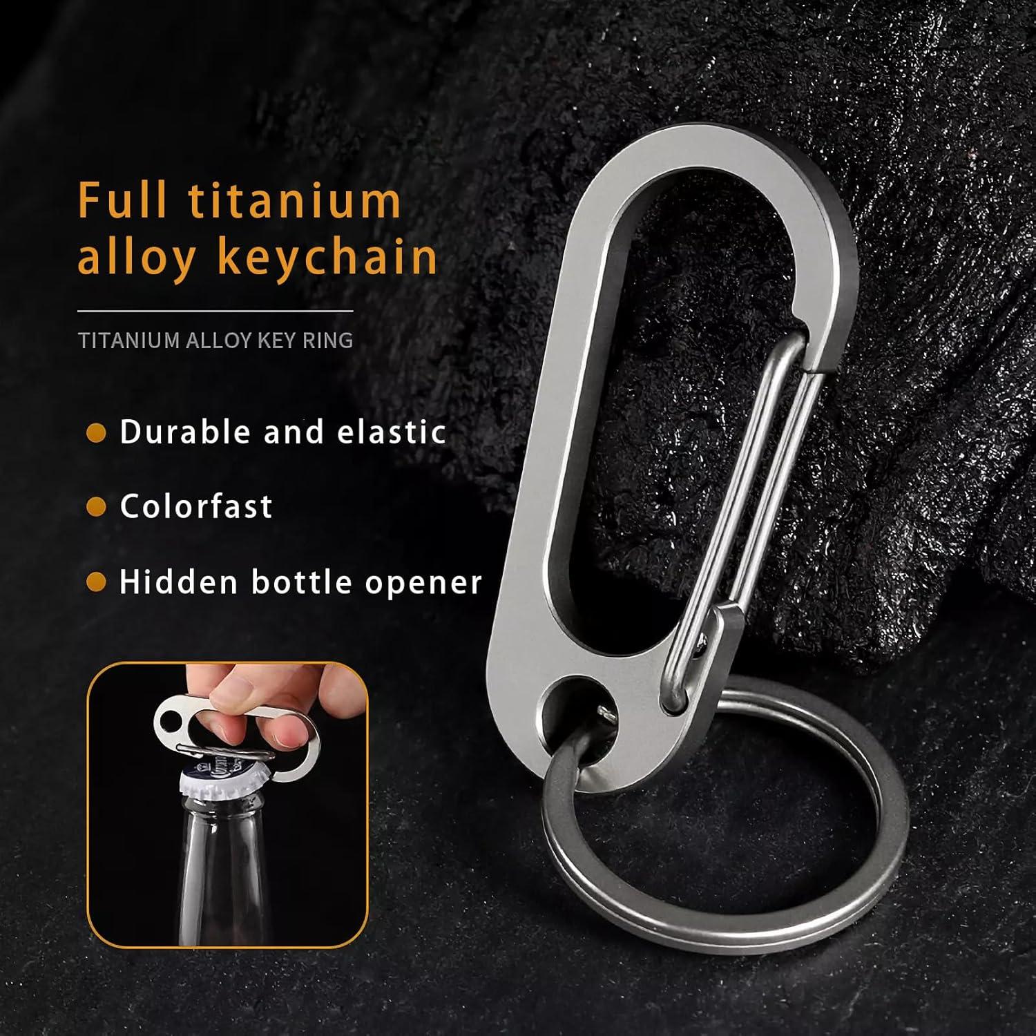 Clip de Carabinero de Titanio ResafeLy EDC con Anillo de Llave