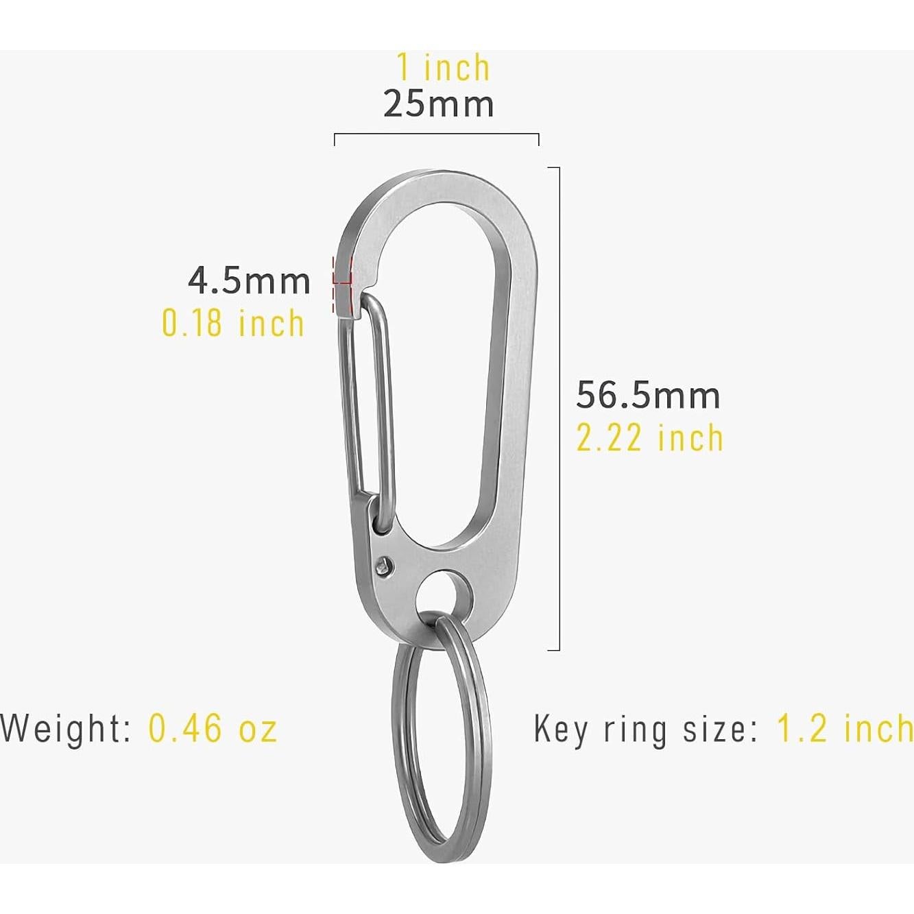 Clip de Carabinero de Titanio ResafeLy EDC con Anillo de Llave