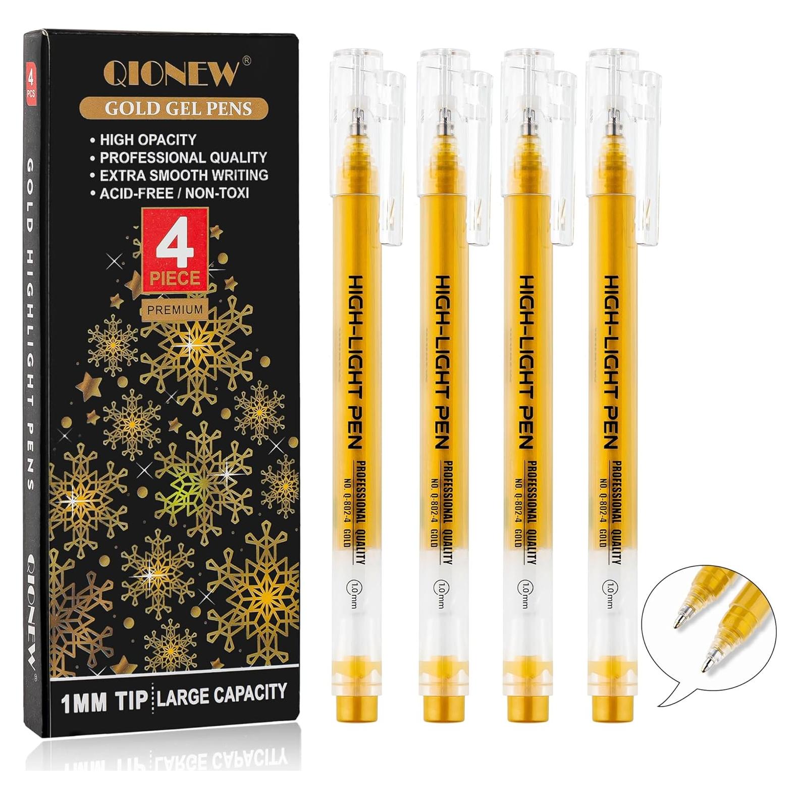 Set de Bolígrafos de Gel Dorados Qionew 1.0mm - 4 Unidades