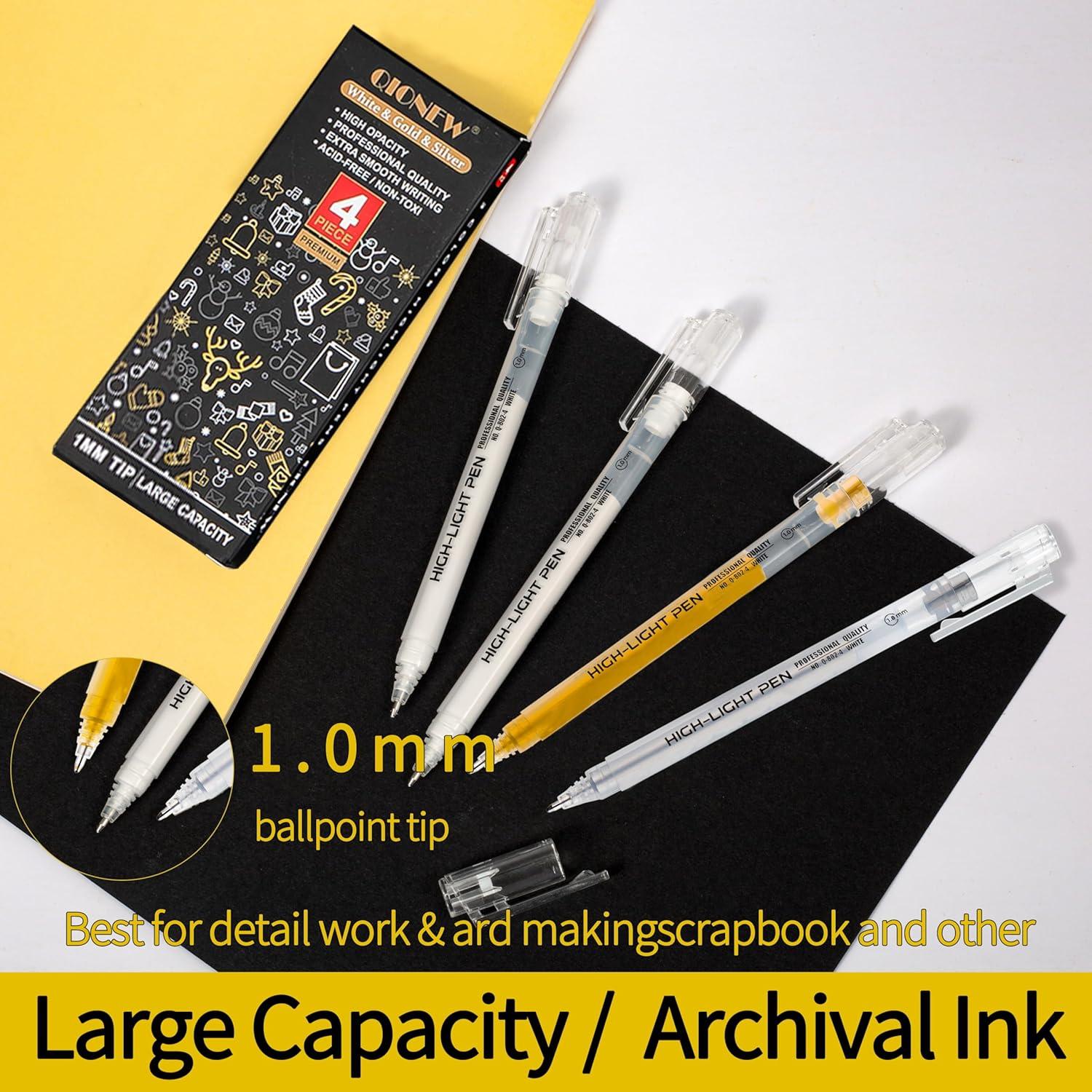 Set de Bolígrafos de Gel Dorados Qionew 1.0mm - 4 Unidades