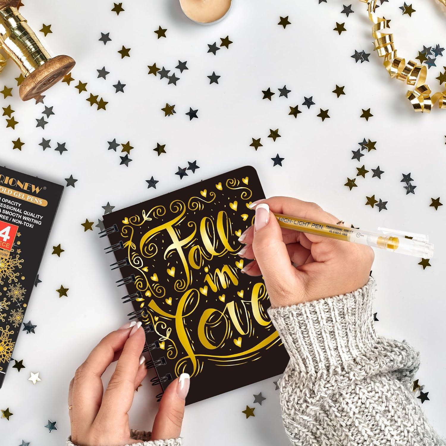 Set de Bolígrafos de Gel Dorados Qionew 1.0mm - 4 Unidades