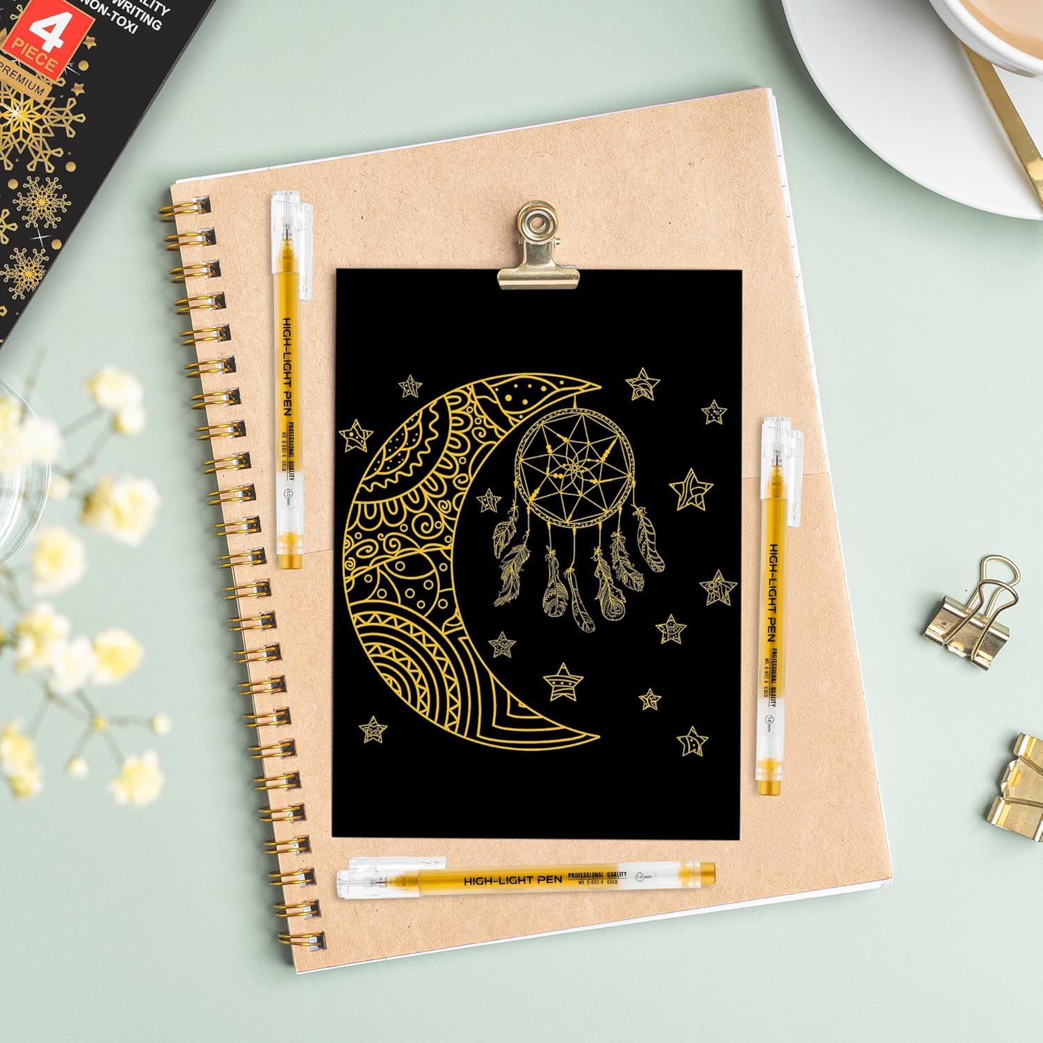 Set de Bolígrafos de Gel Dorados Qionew 1.0mm - 4 Unidades