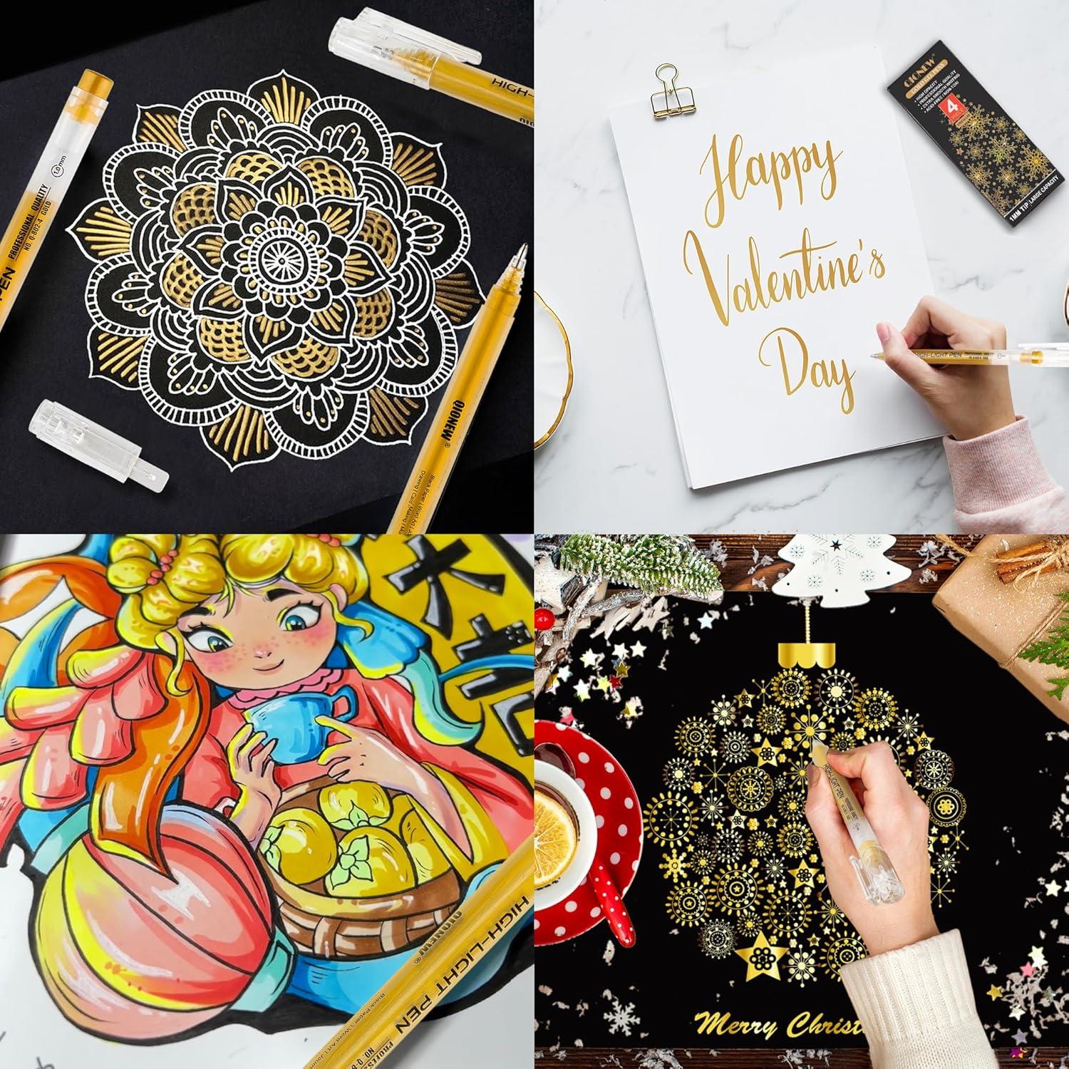 Set de Bolígrafos de Gel Dorados Qionew 1.0mm - 4 Unidades