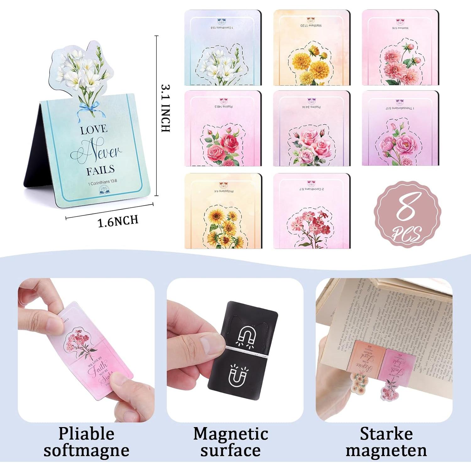 Marcadores Magnéticos Bíblicos Berirexrion - 8 Pcs Floral