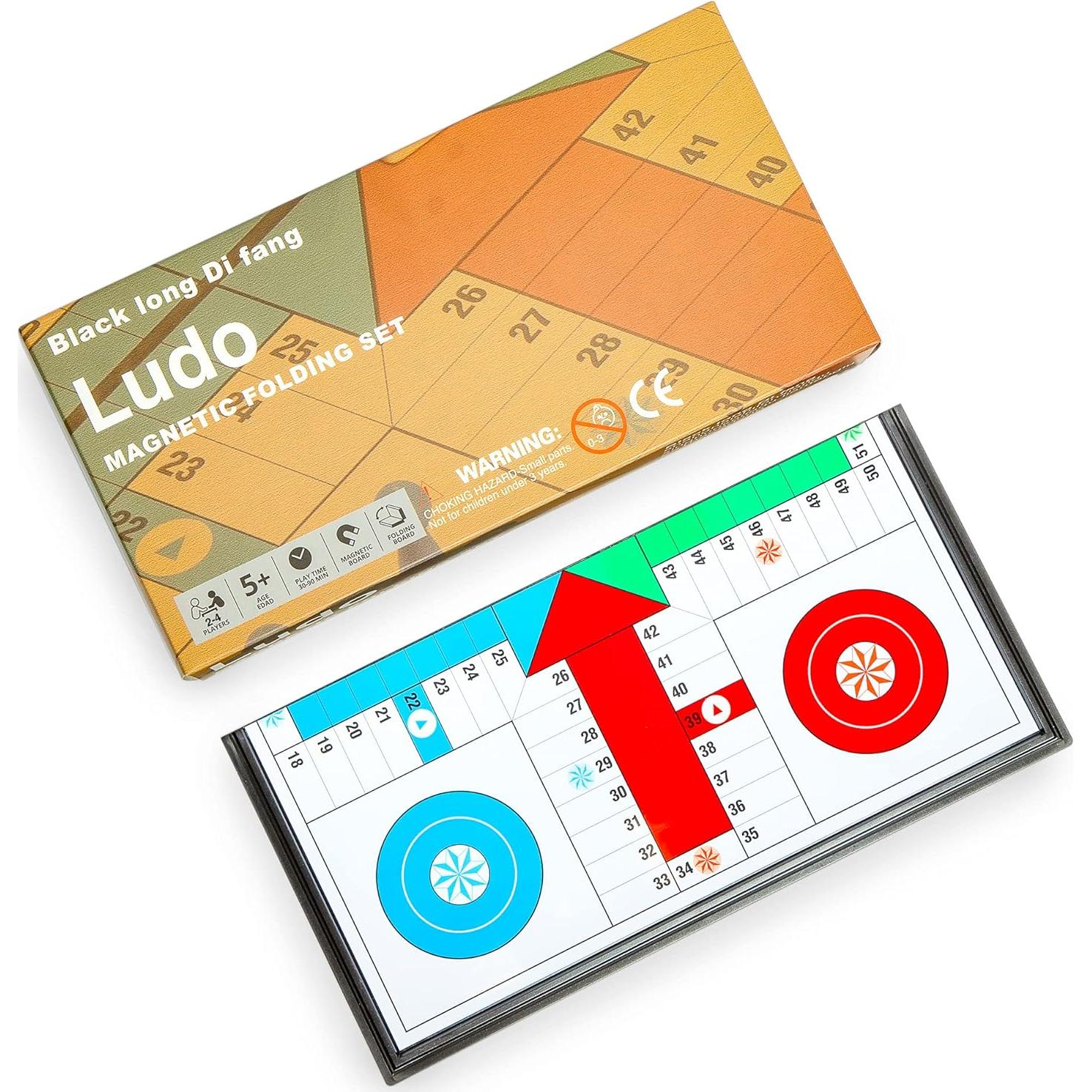 Juego de Mesa Plegable Magnético Ludo - 24.8 cm - 2 a 4 Jugadores